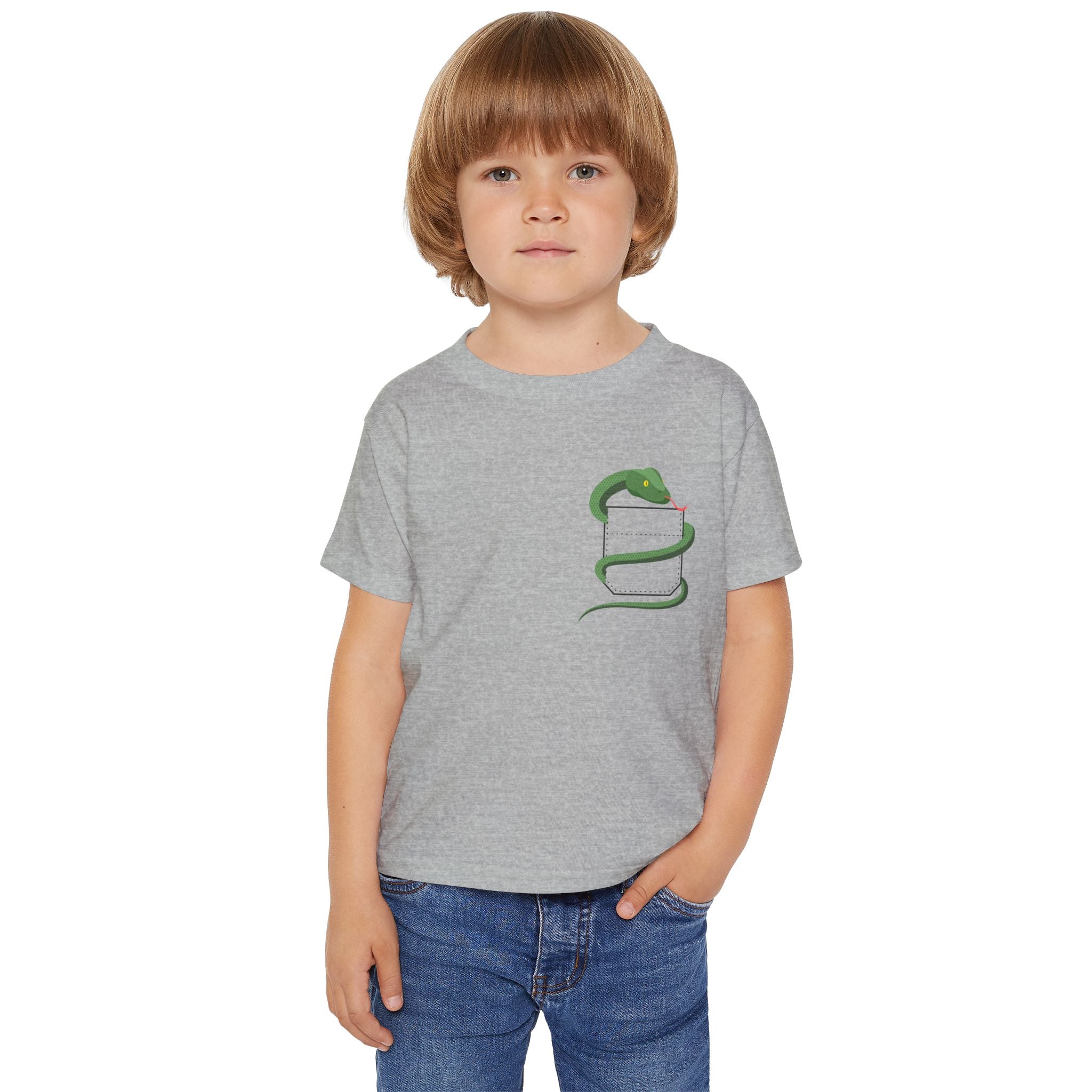 Cute Pocket Pet (Snake) Unisex Heavy Cotton Toddler T-Shirt  The shirt does NOT have a Pocket.  The Pocket is part of the Artwork
