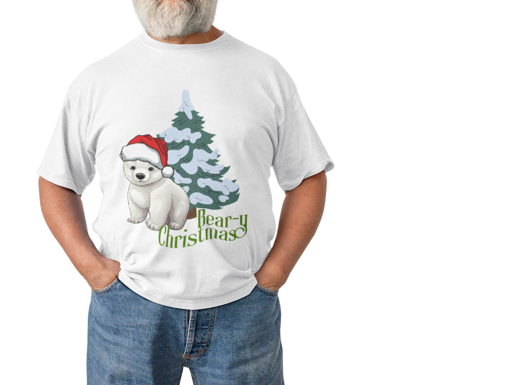 Festive Merry Bear-y Christmas Unisex Heavy Cotton Tee, LGBTQIA+ Community Fun