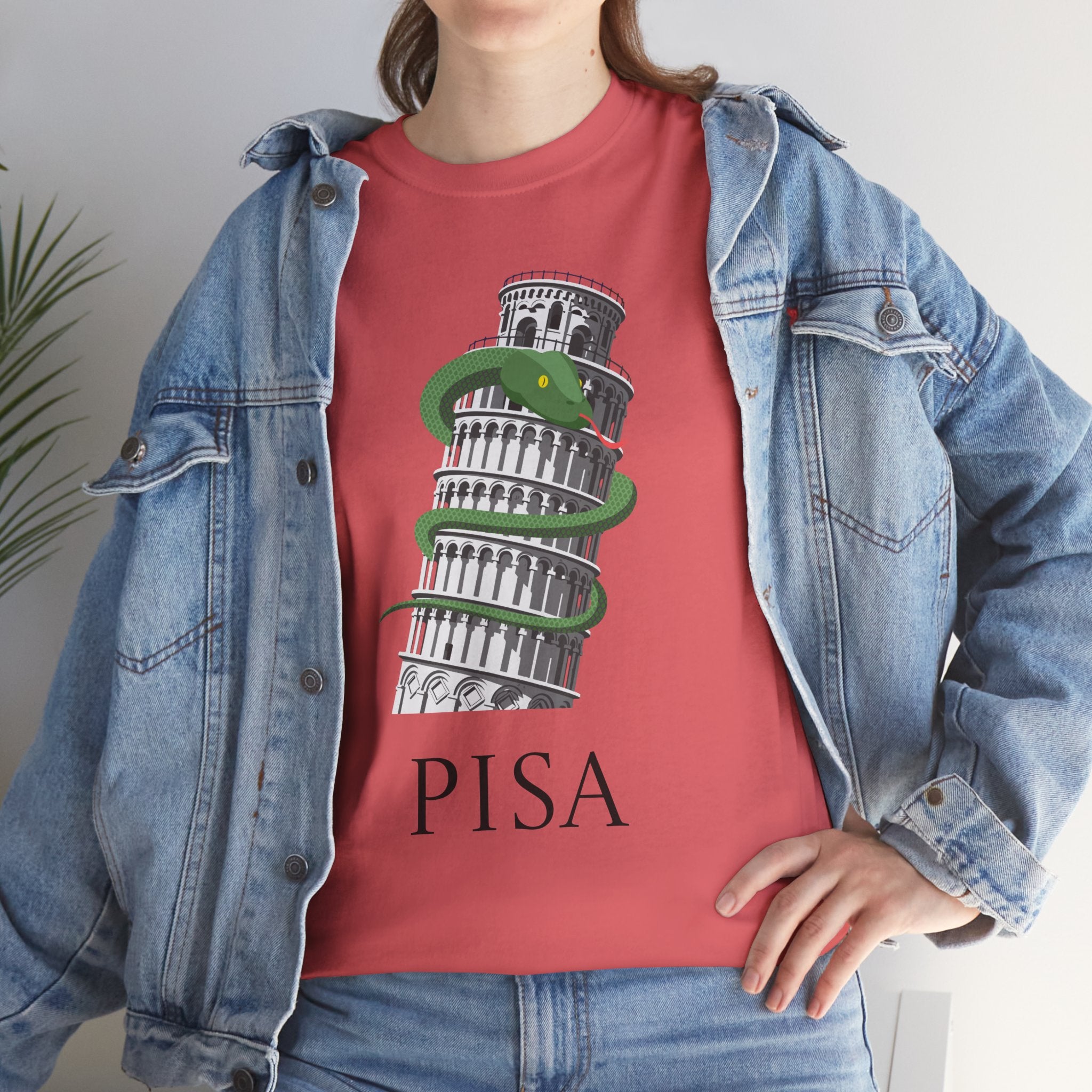 Fun Tower of Pisa Graphic Unisex Heavy Cotton Tee - Fun Graphic Design