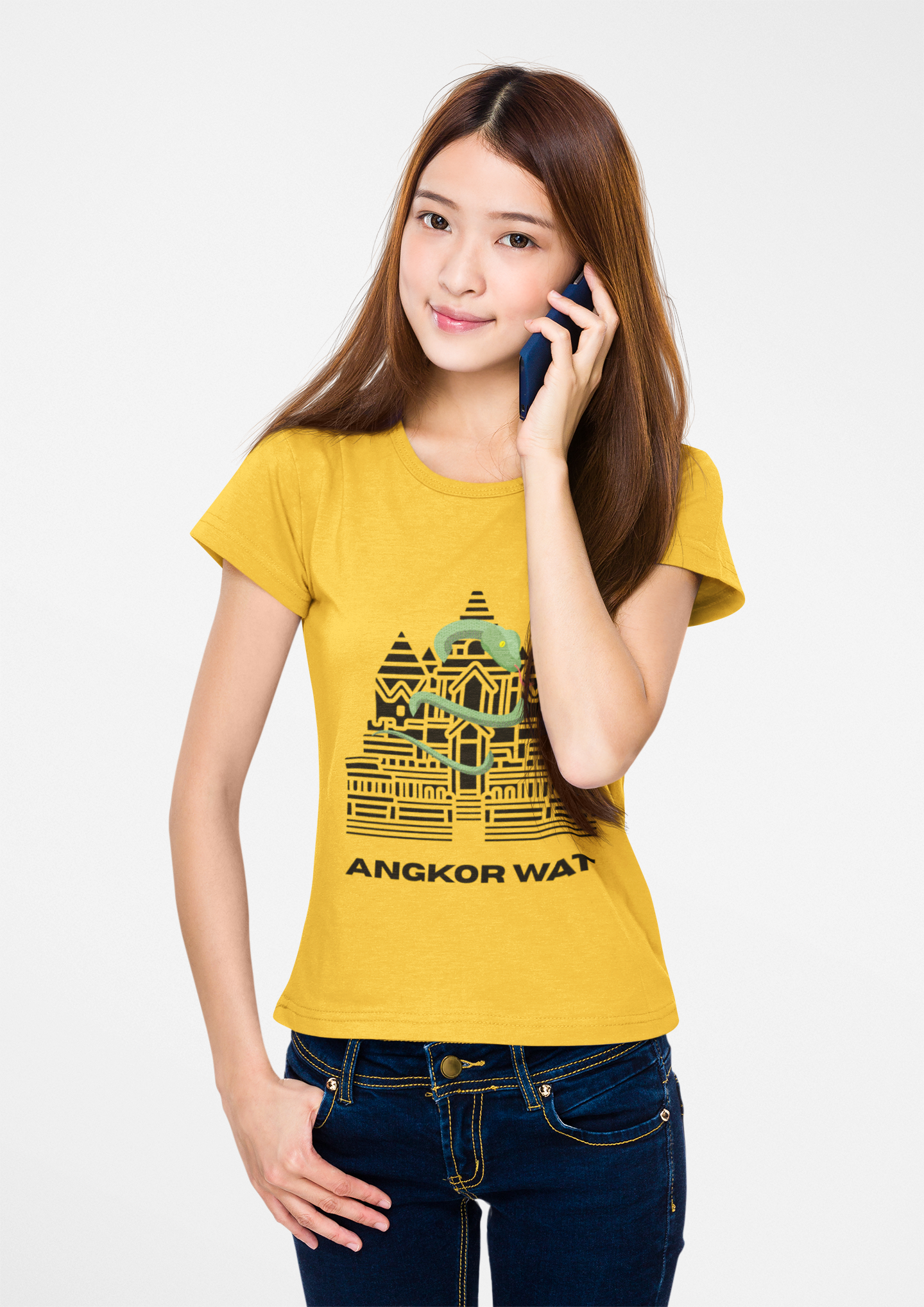 Fun and Quirky Angkor Wat Graphic  Unisex Heavy Cotton Tee — Minimalist Temple Illustration T-Shirt
