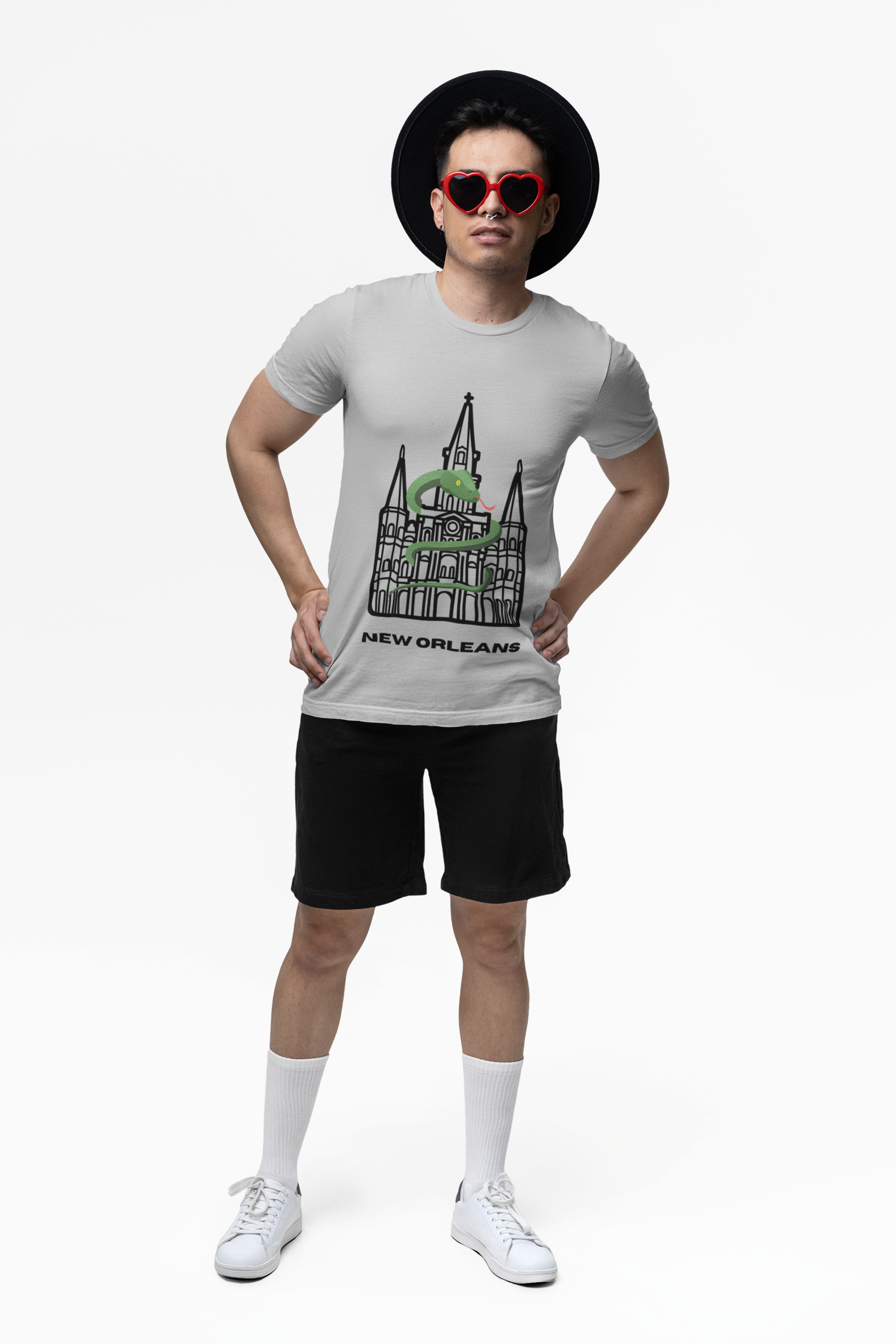 Fun New Orleans St. Louis Cathedral  Graphic Unisex Heavy Cotton Tee — St. Louis Cathedral Line Art T‑Shirt