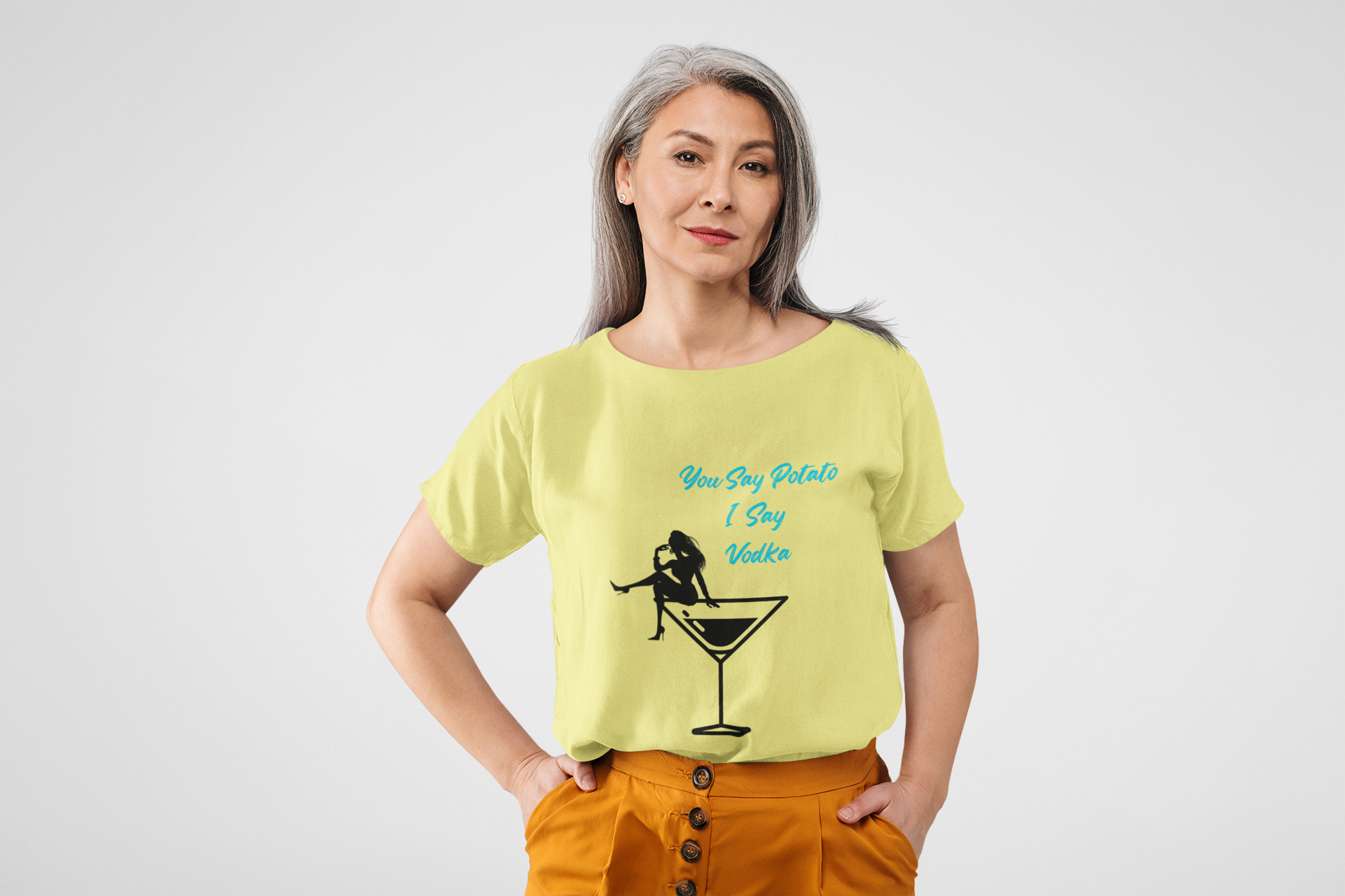 Fun Cocktail Vibes Tee — "You Say Potato I Say Vodka" Martini Graphic  Unisex Heavy Cotton T‑Shirt
