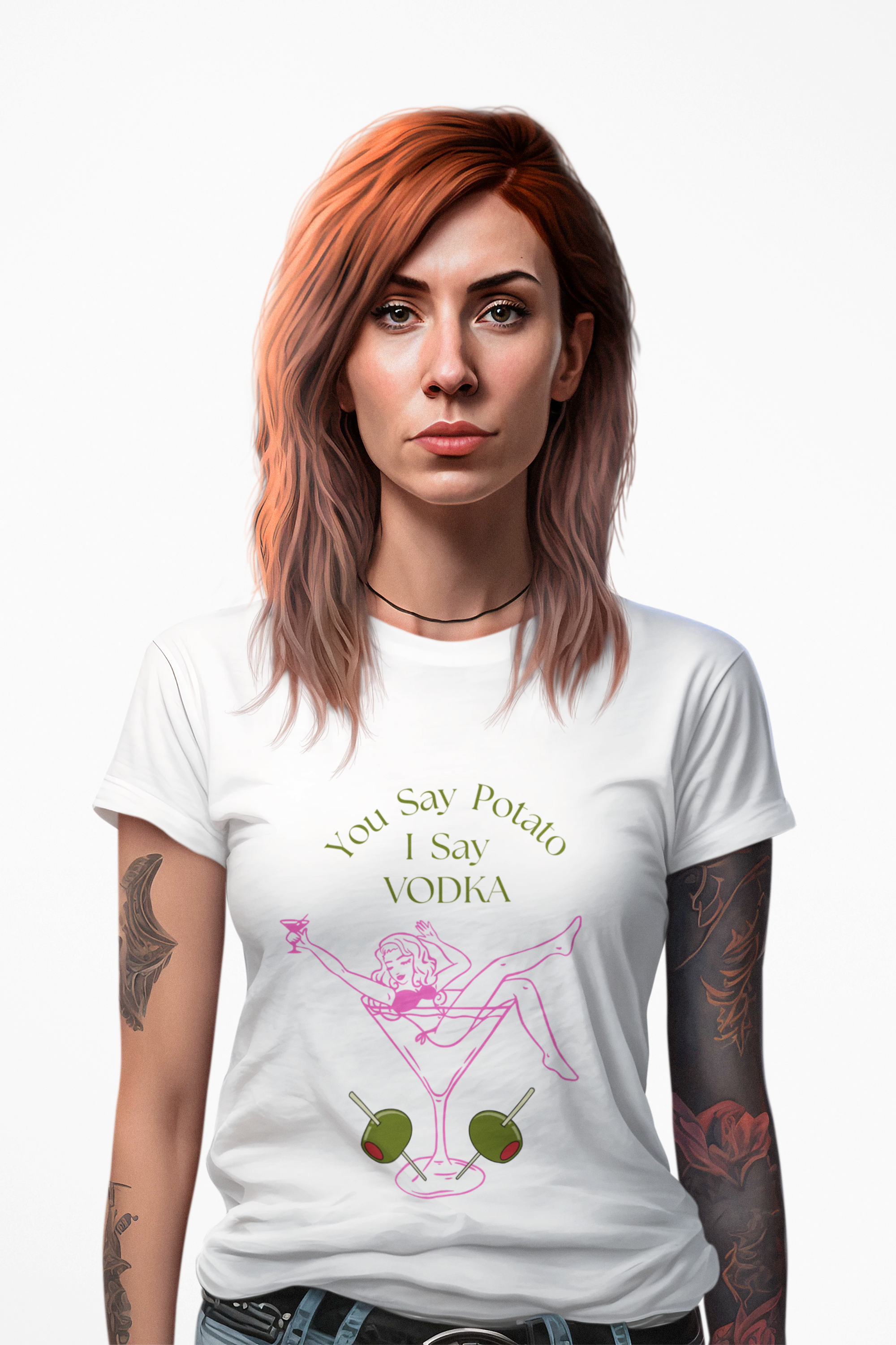 Fun Graphic  Martini Lady Coctail Culture Unisex Heavy Cotton  Tee