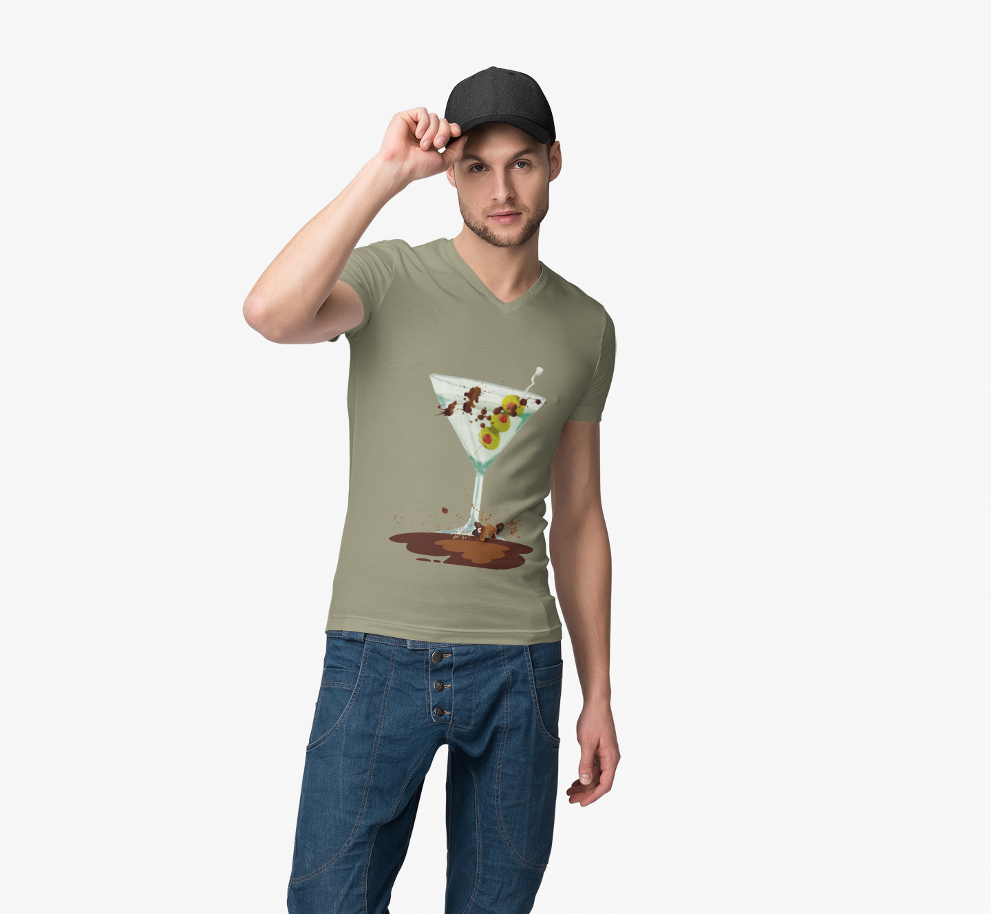 Fun Graphic "Dirty Martini" Unisex Heavy Cotton T-Shirt — Contemporary Graphic Cocktail Culture