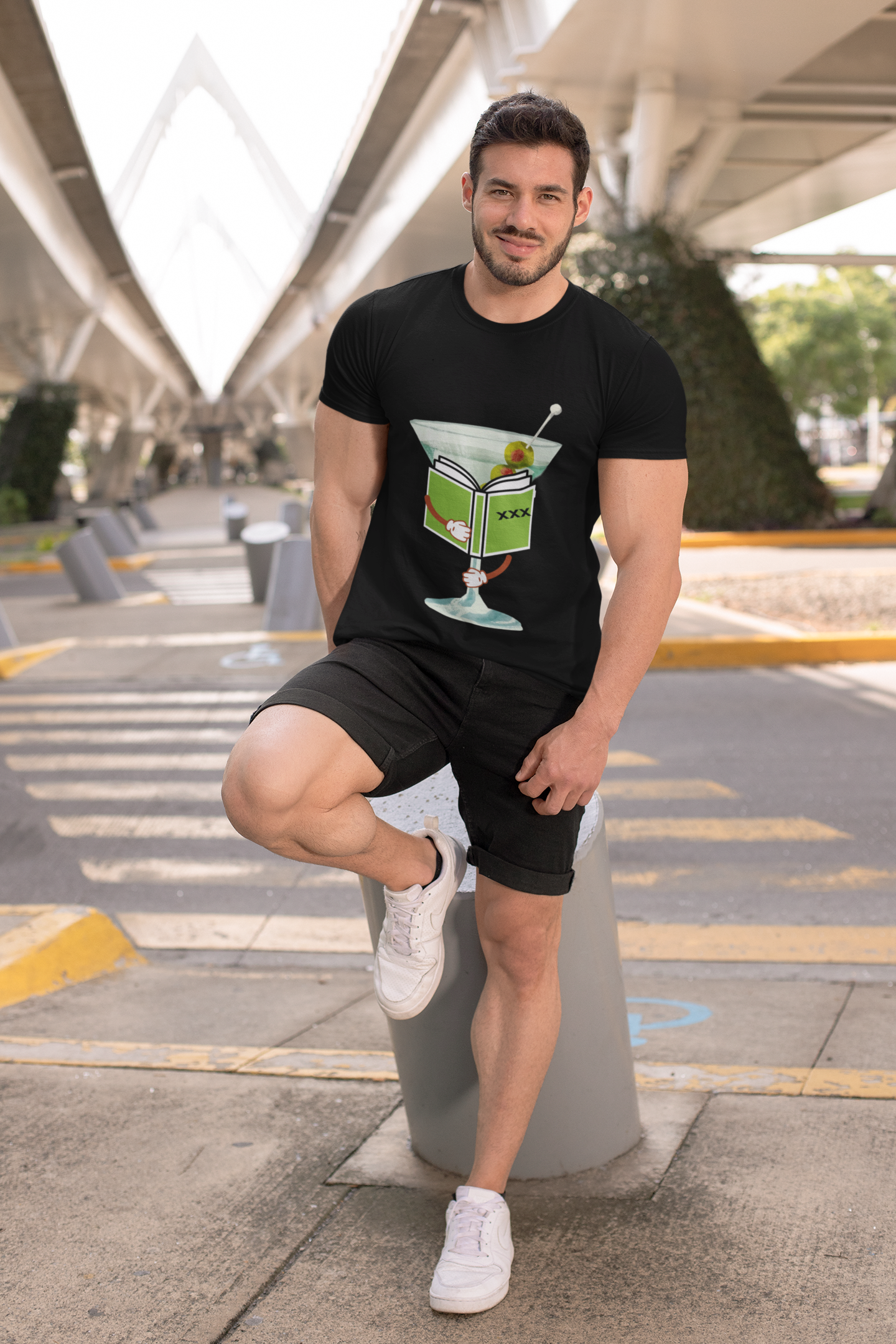 Naughty "Dirty Martini" Graphic Unisex Heavy Cotton Tee — Martini Glass with XXX Book Graphic T-Shirt