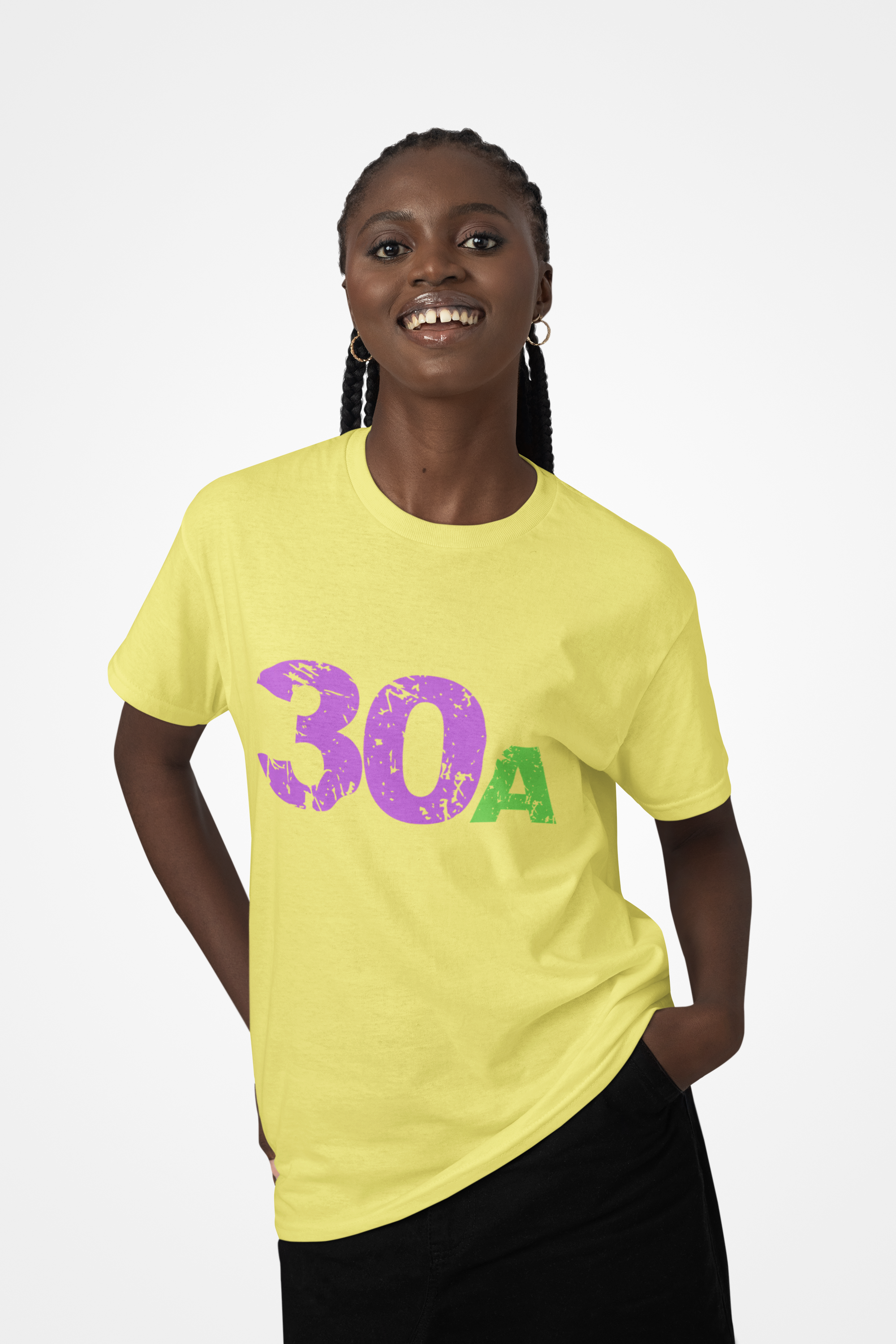 Fun Beachy 30A Beach  Unisex Heavy Cotton Tee — Distressed Purple & Green Graphic Emerald Coast Highway T‑Shirt