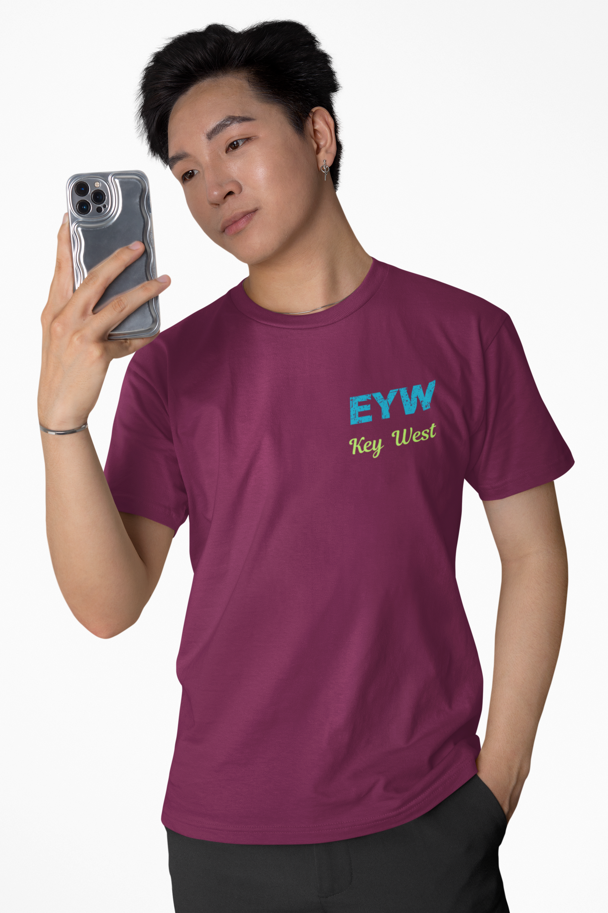 EYW Key West International Airport Vibes Unisex Heavy Cotton Tee — Vintage Distressed Lettering Florida T‑Shirt