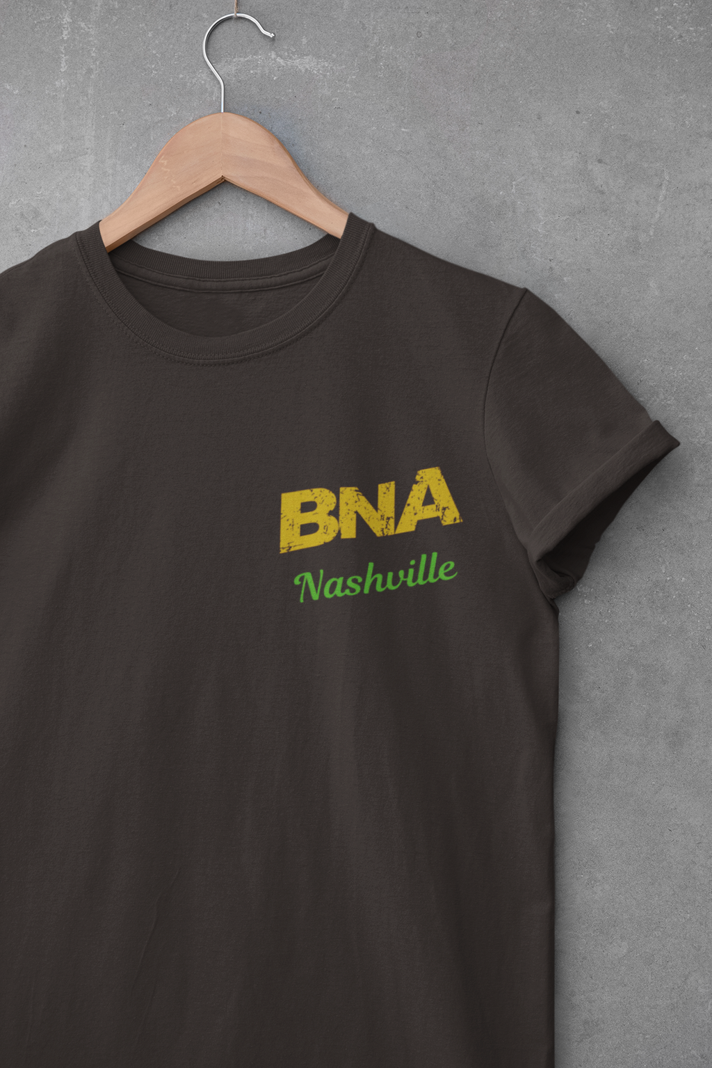 Distressed Letters BNA Nashville International Airport Code Unisex Heavy Cotton Tee Shirt