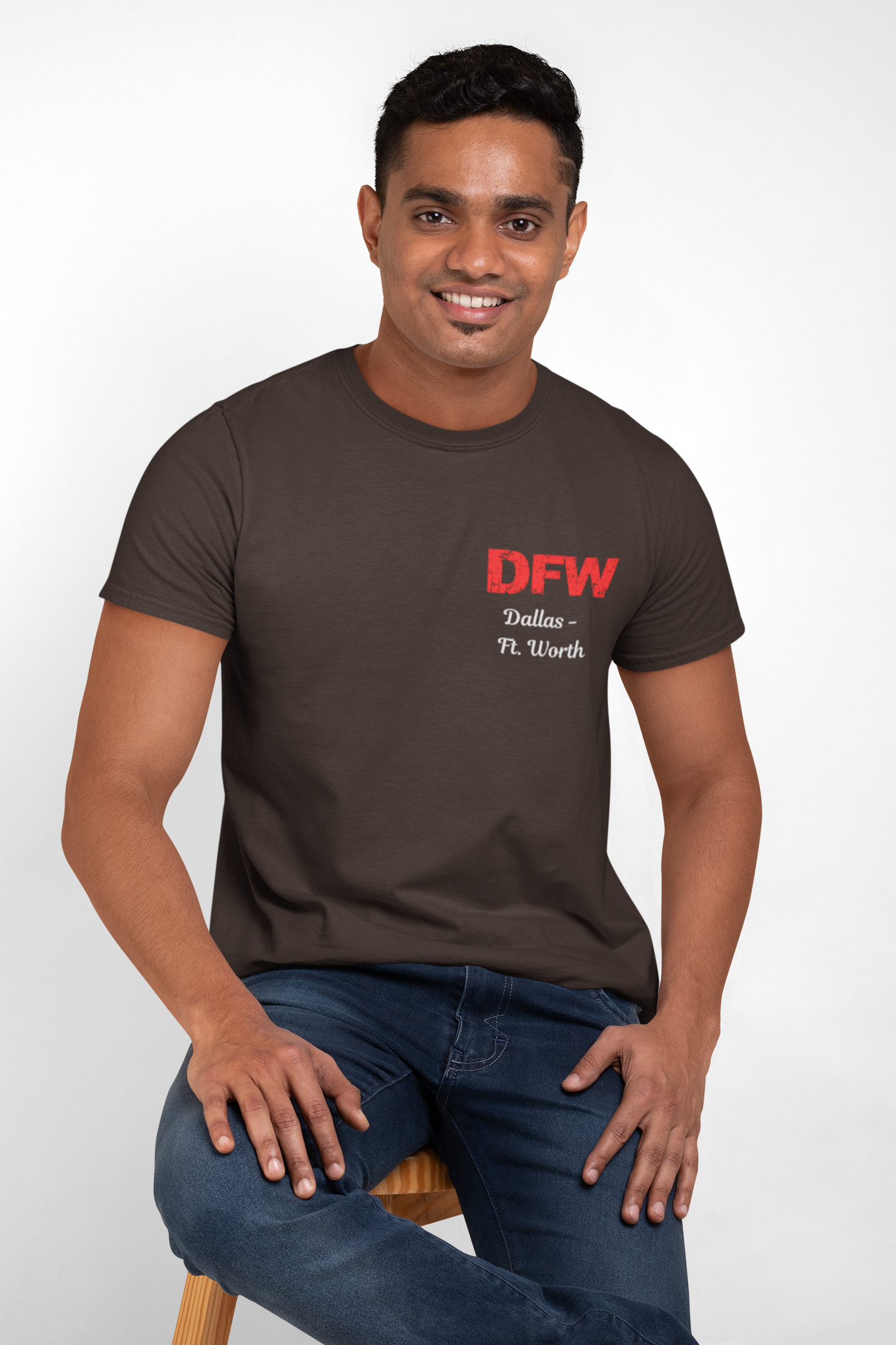 Distressed Letters DFW Dallas Fort Worth International Airport Unisex Heavy Cotton Tee