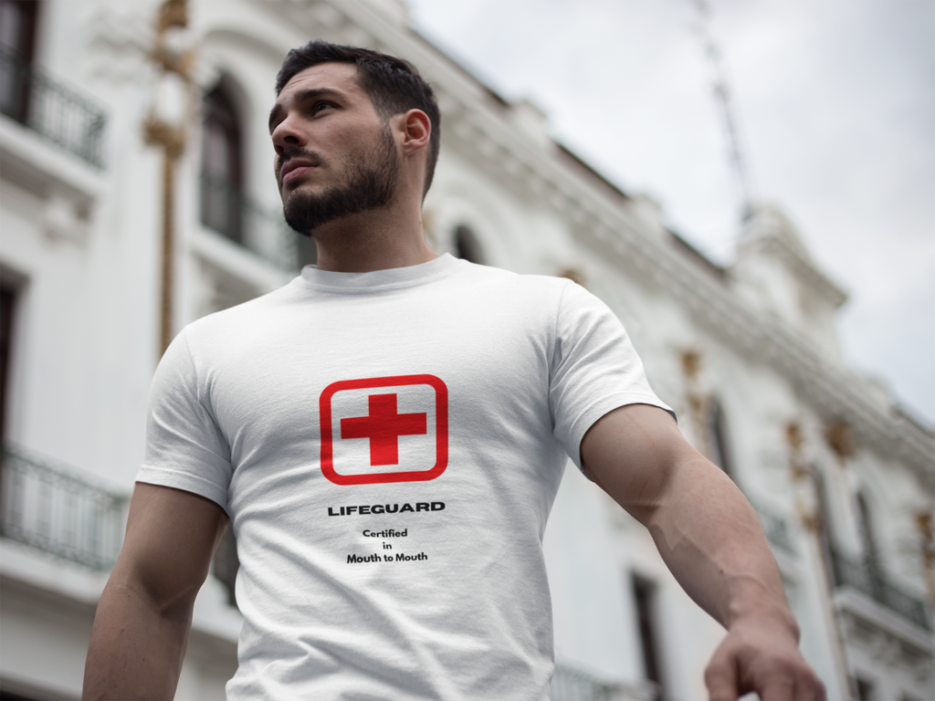 Fun Flirty Lifeguard Unisex Heavy Cotton Tee — Certified in Mouth to Mouth Graphic T-Shirt
