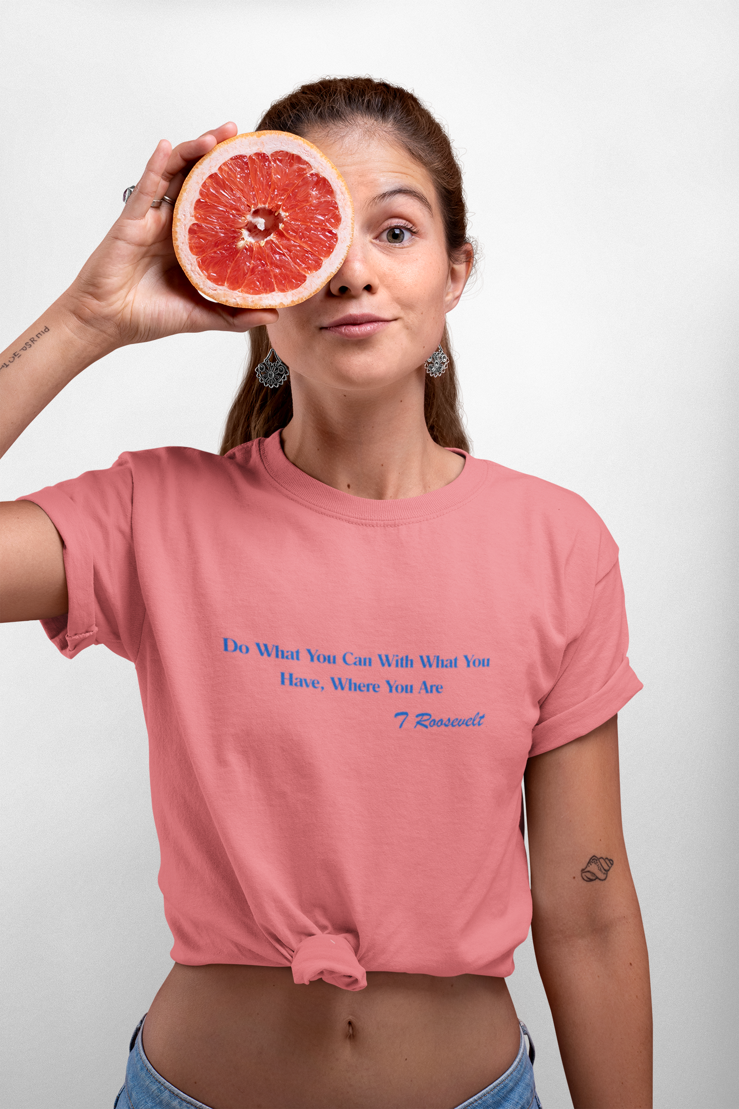 Inspirational Teddy Roosevelt (Work With What You Have) QuoteUnisex Heavy Cotton Tee Shirt — "Do What You Can With What You Have" Casual Cotton Shirt