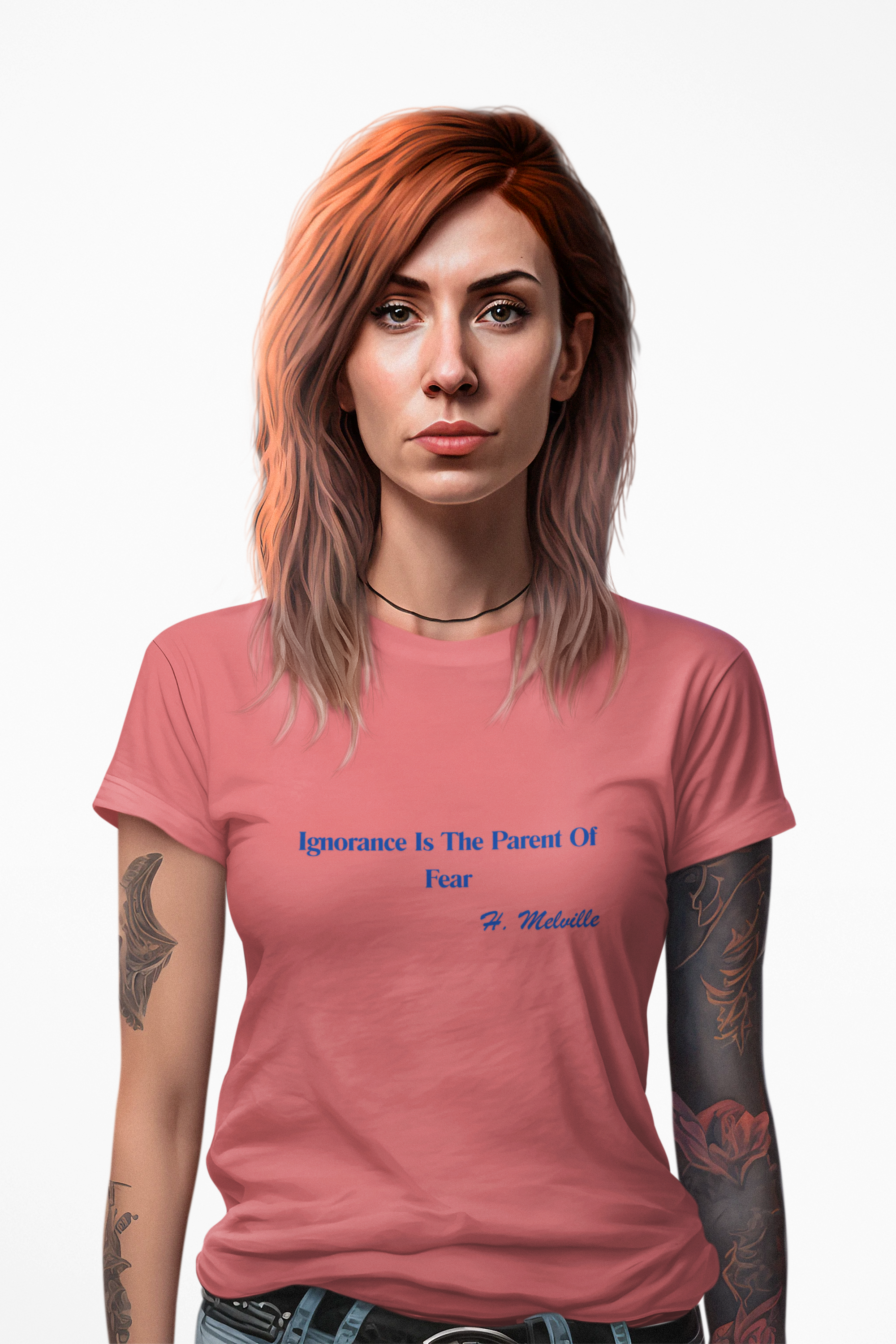 Thought Provoking Herman Melville Quote Unisex Heavy Cotton Tee — "Ignorance Is The Parent Of Fear" Minimalist Graphic T-Shirt