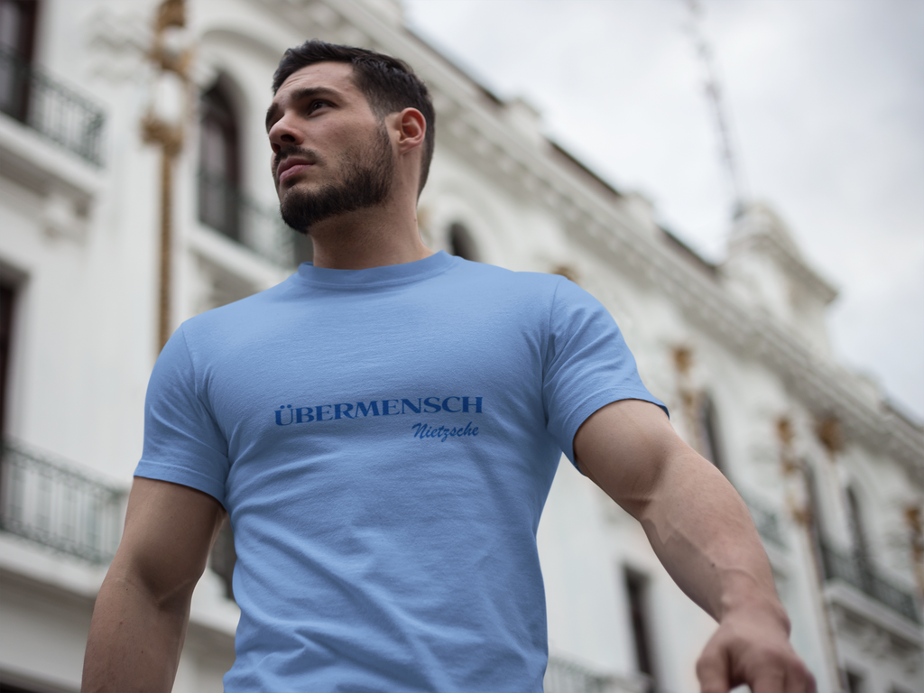 "Übermensch" Nietzsche Statement Minimalist Unisex Heavy Cotton Tee – Elegant Typography Shirt