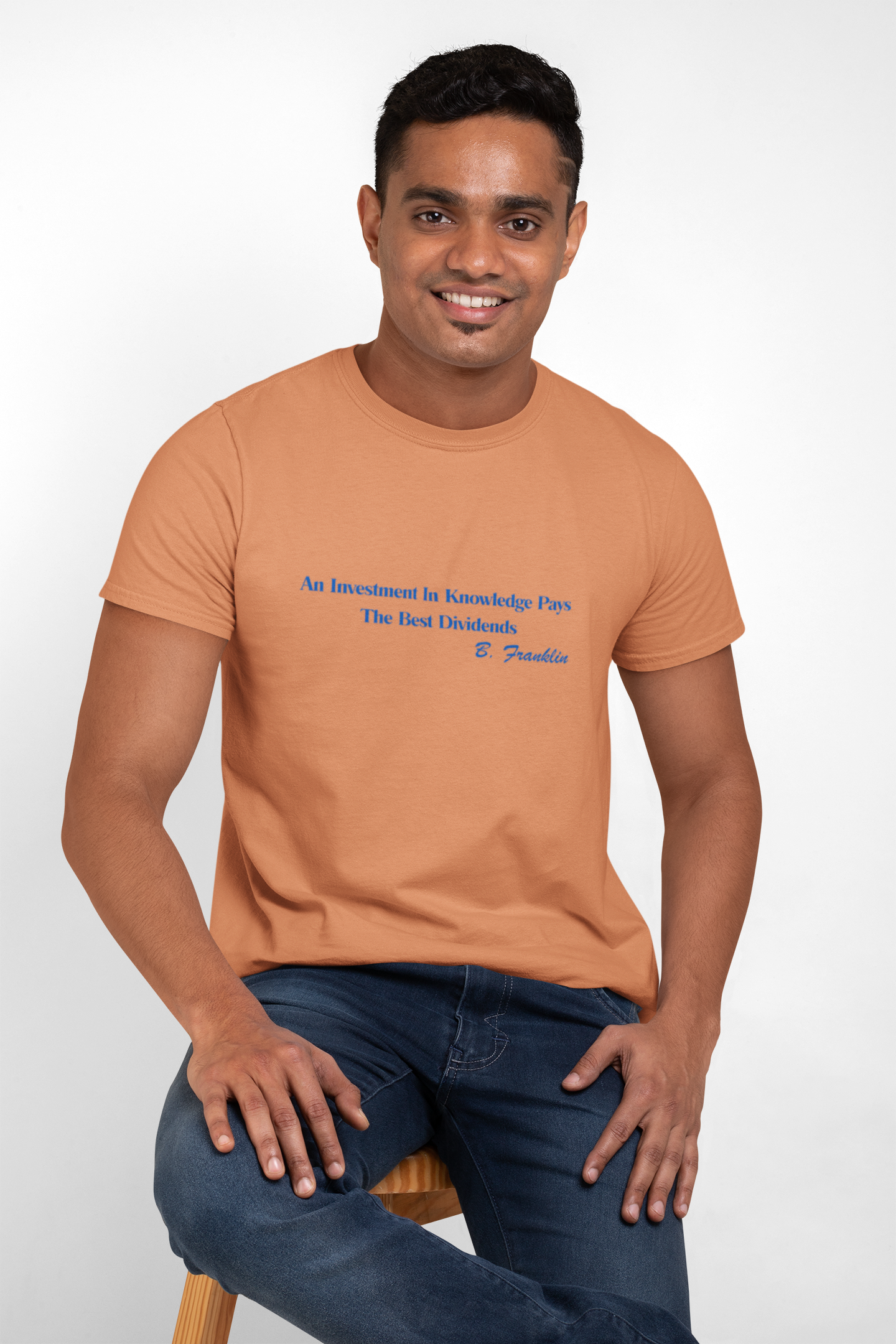 Inspirational  Benjamin Franklin Quote Unisex Heavy Cotton Tee — "An Investment in Knowledge Pays" Minimal White T-Shirt