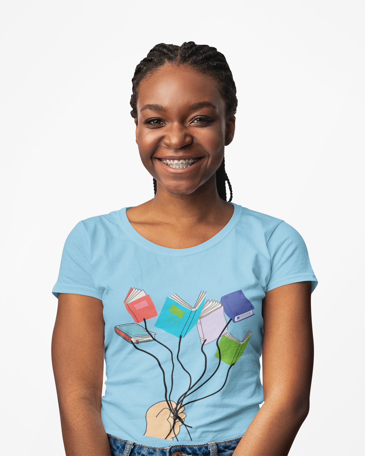Graphic Book Lovers Balloon Book Bouquet Unisex Heavy Cotton T-Shirt — Colorful Floating Books Graphic Tee for Readers & Teachers