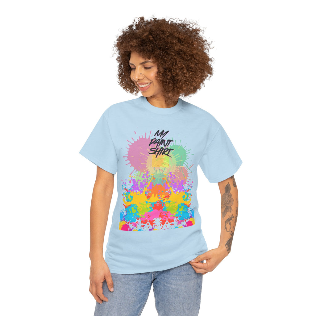 Fun Paint Splash Unisex Heavy Cotton T-Shirt — Colorful 'MY PAINT SHIRT' Perfect for the Artist in the Family