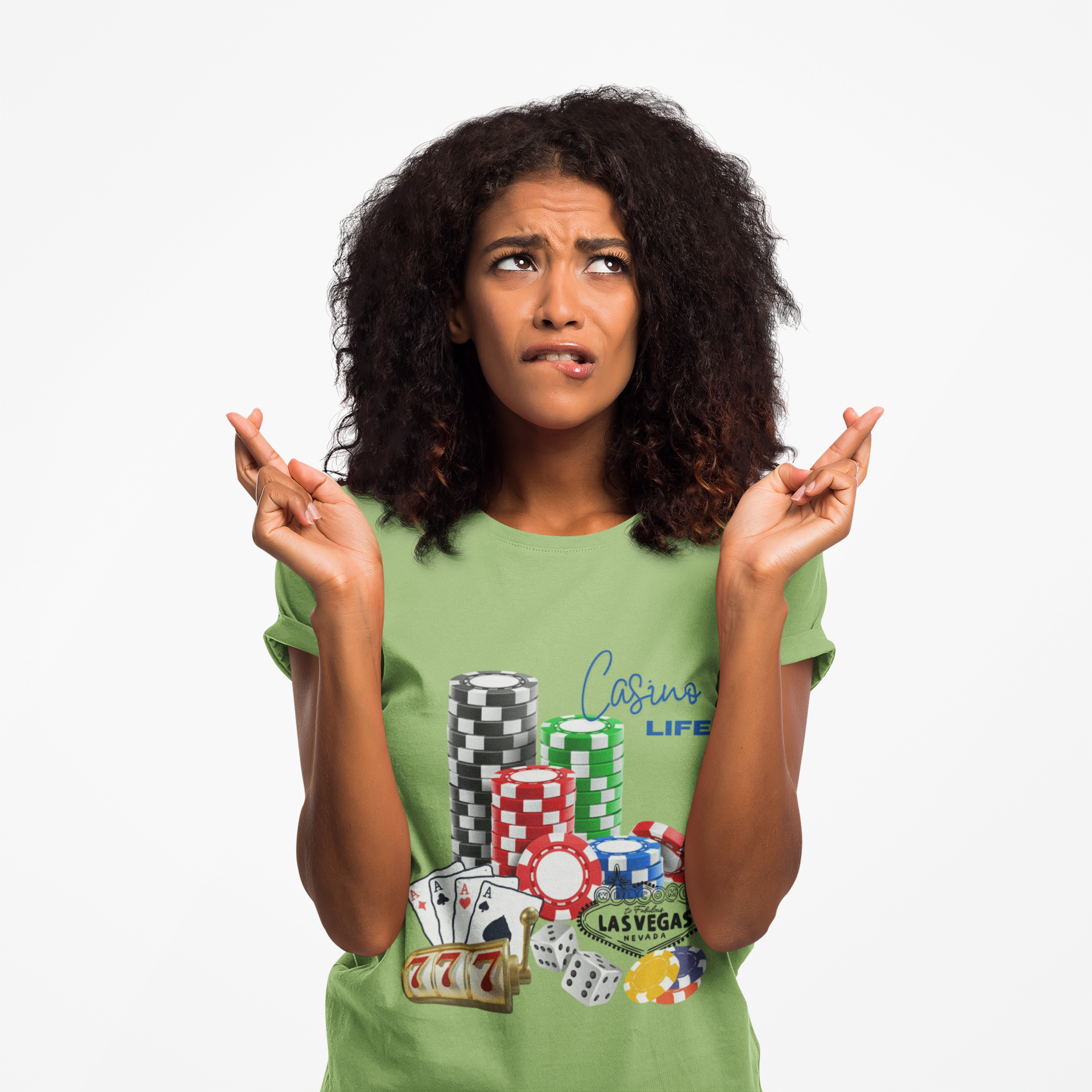 Bring on The Luck with this Casino Life Unisex Heavy Cotton T‑Shirt — Las Vegas Poker Chips & Cards Graphic Tee