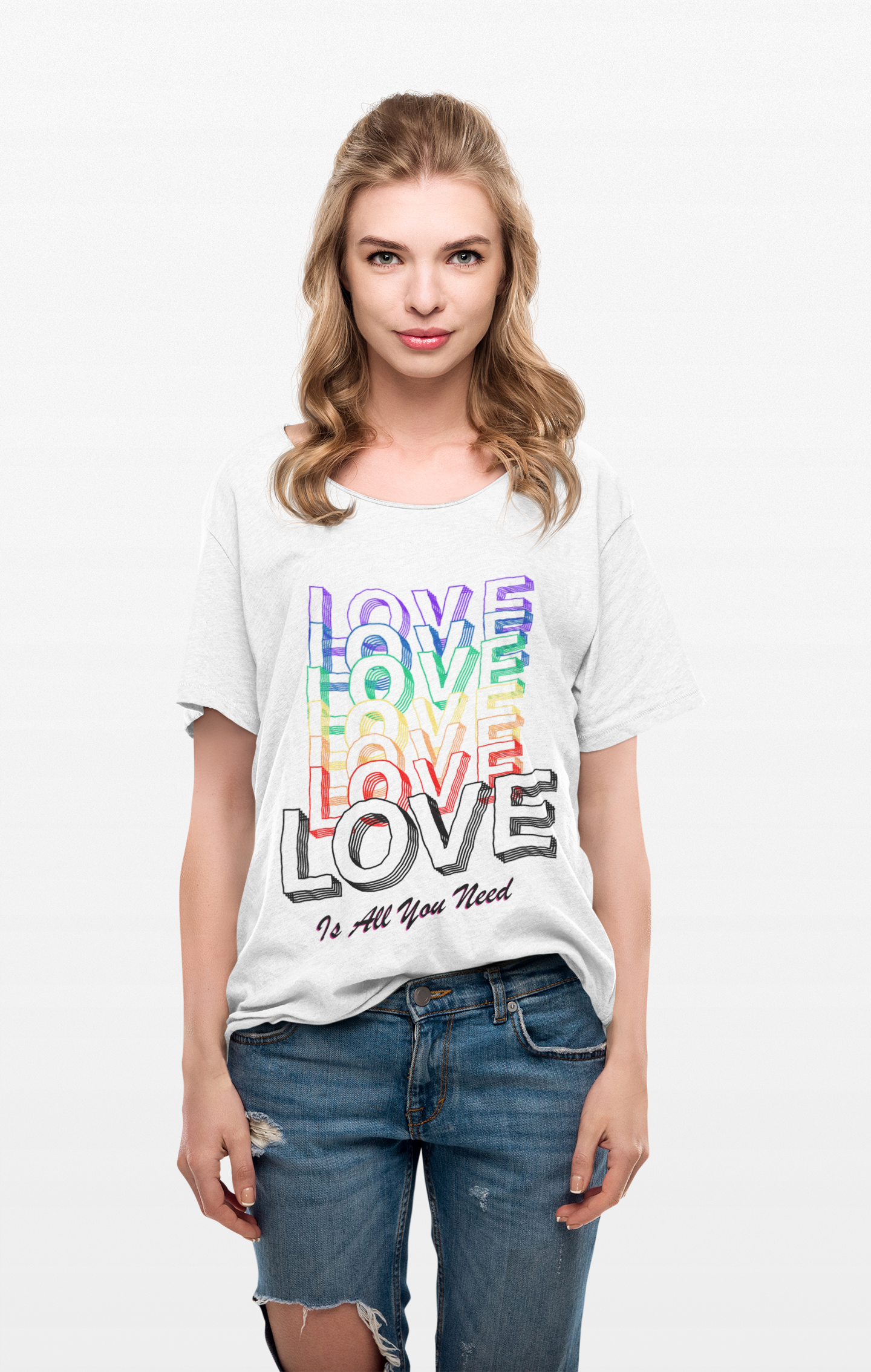Love Rainbow Graphic  Unisex Heavy Cotton Tee — "Love Is All You Need" Casual Pride T-Shirt