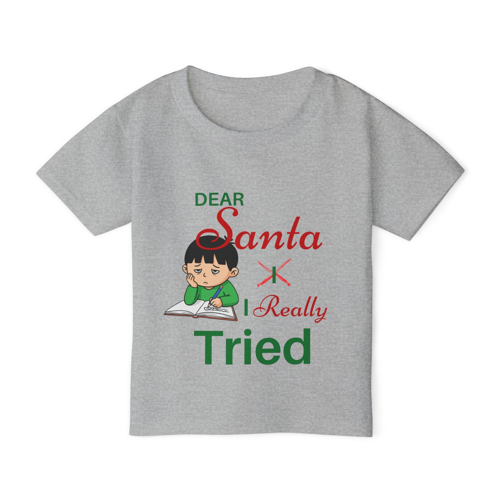 Cute  "Dear Santa I Really Tried"  Toddler-Child  Christmas Unisex  Heavy Cotton Tee Shirt