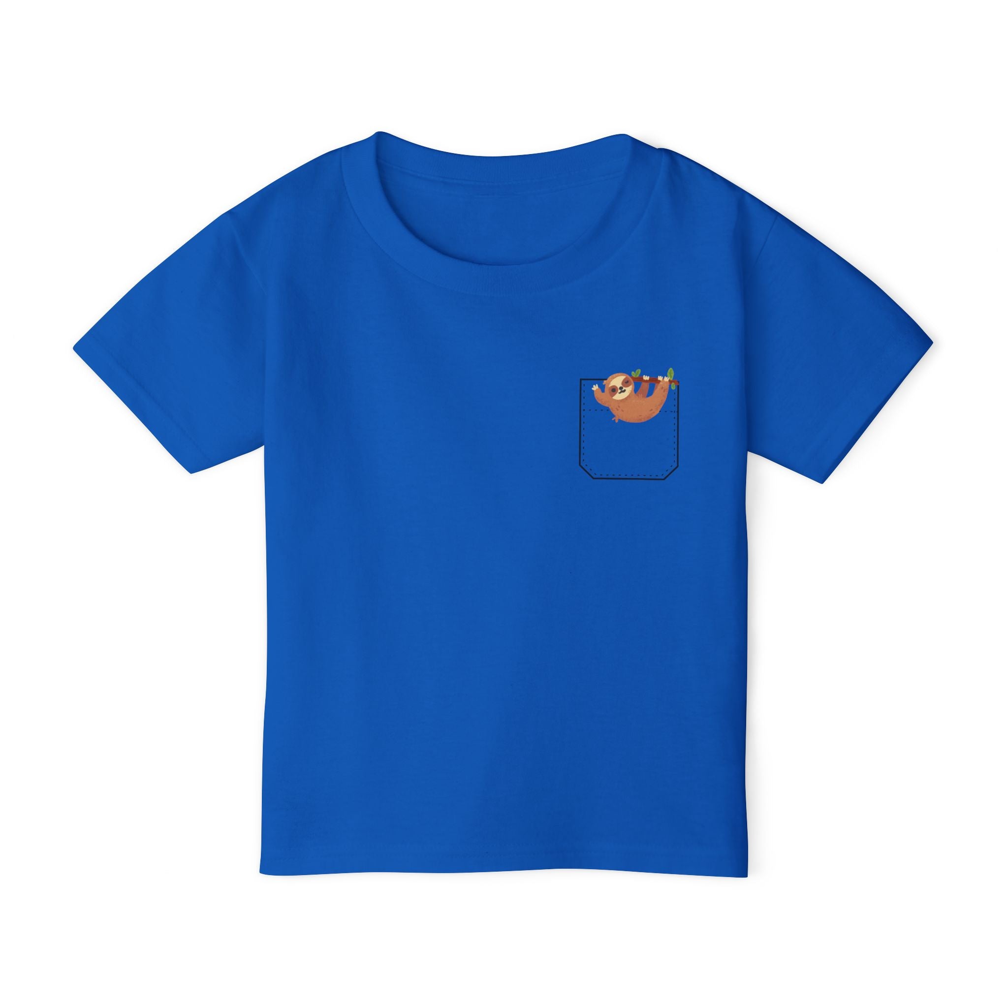 Fun and Cute Pocket Pet (Sloth) Unisex Heavy Cotton™ Toddler T-shirt.  There is NO Pocket in this Shirt...The Pocket is part of the Artwork