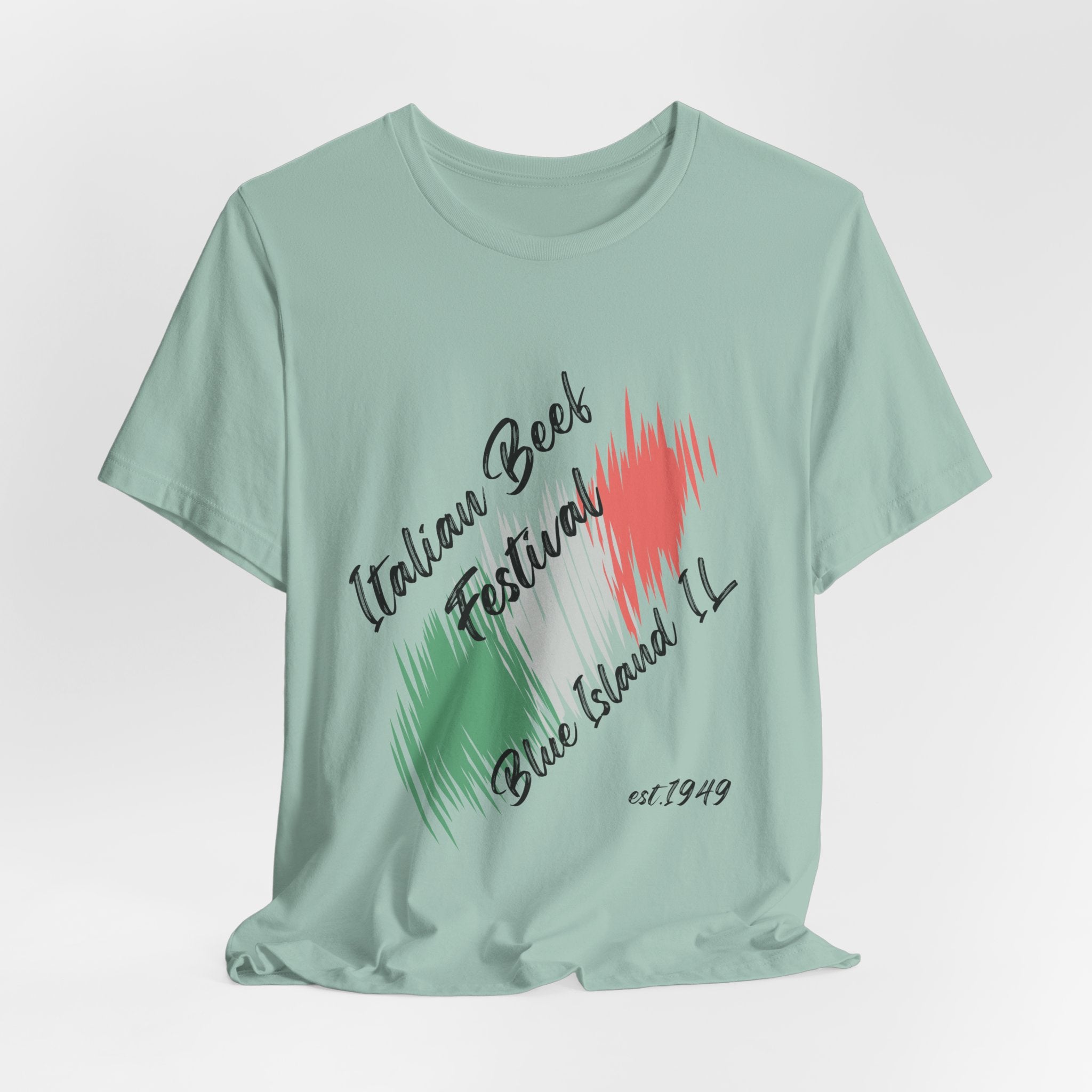 Classic Italian Beef Festival Blue Island IL  Unisex Heavy Cotton T‑Shirt — Graphic  Italian Flag Brushstroke Tee