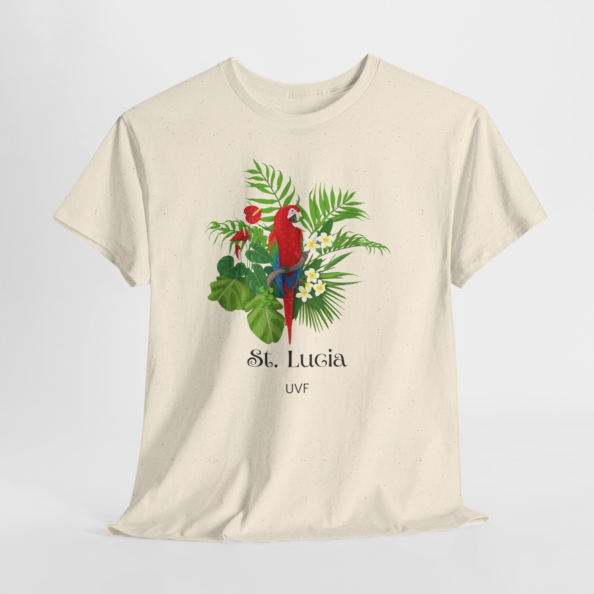 Colorful Tropical Paradise of St. Lucia, Caribbean Unisex Heavy Cotton Travel Tee - Destination St. Lucia