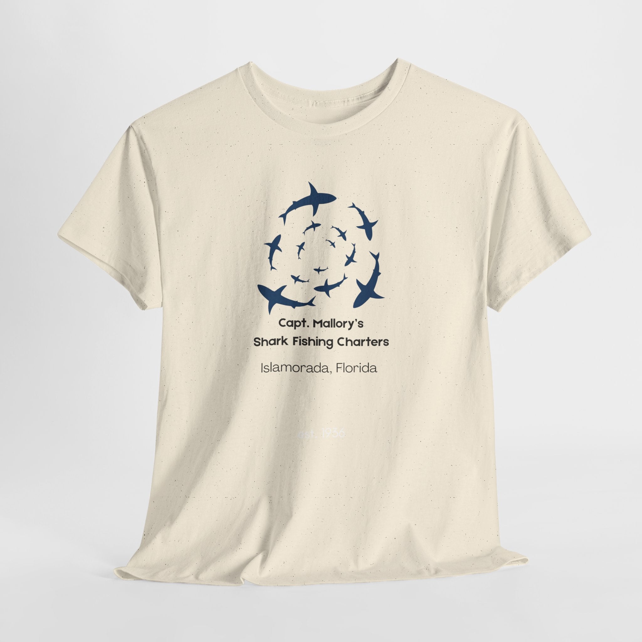 Cpt Mallory Shark Fishing Charters  Islamorada FL Tee, Unisex Cotton Shirt, Beachwear, Fishing Gift, Ocean Lover Apparel