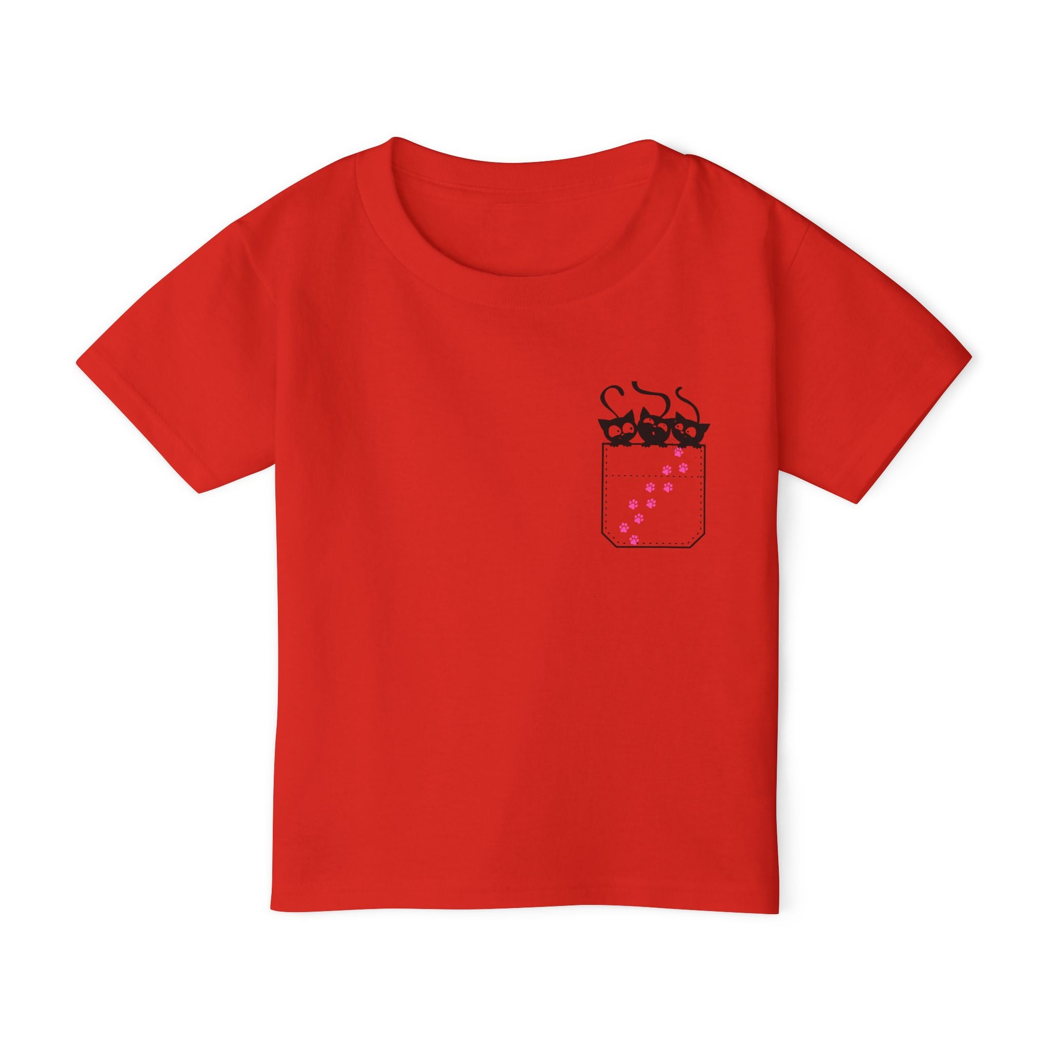 Cute and Playful Pocket Pet (Kittens) Unisex Heavy Cotton Toddler  The Shirt has NO Pocket.  The Pocket is part of the Artwork
