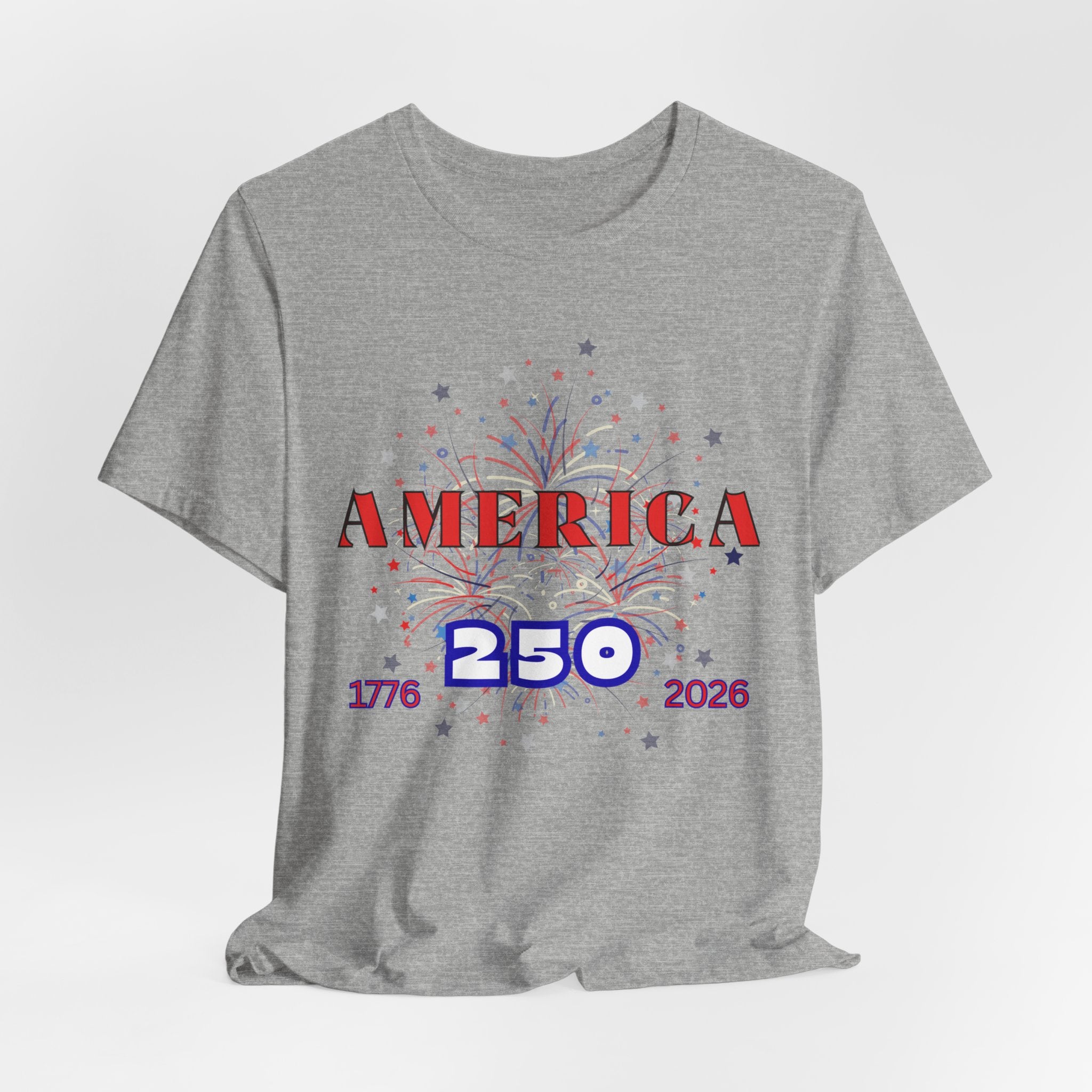 Celebrate America's 250th with this Festive Fireworks Tee, Unisex Jersey Short Sleeve Shirt, Fourth of July Celebration Tee, Independence Day Shirt, Patriotic Gift