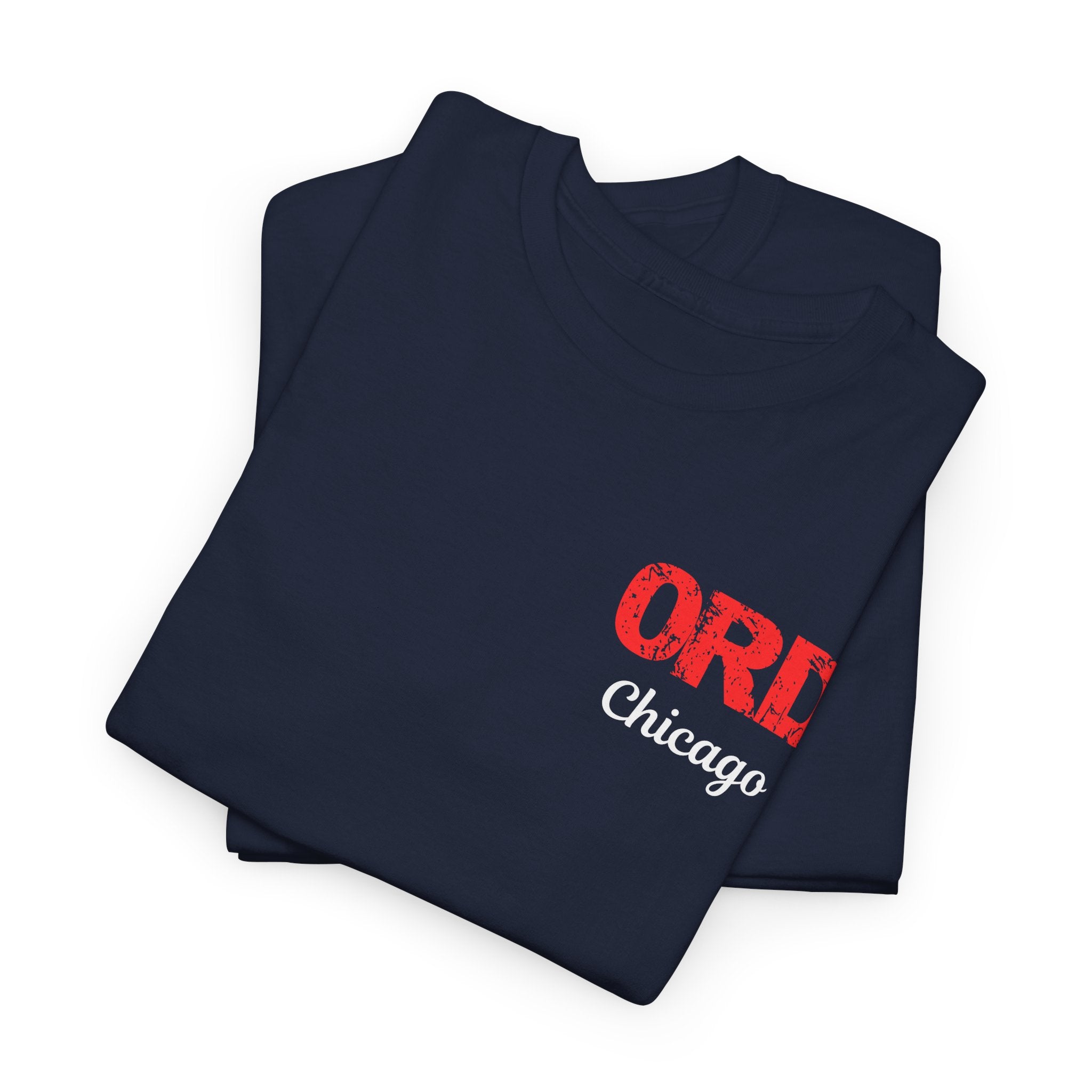 ORD Chicago International Airport Distressed Letter Unisex Heavy Cotton Tee Shirt