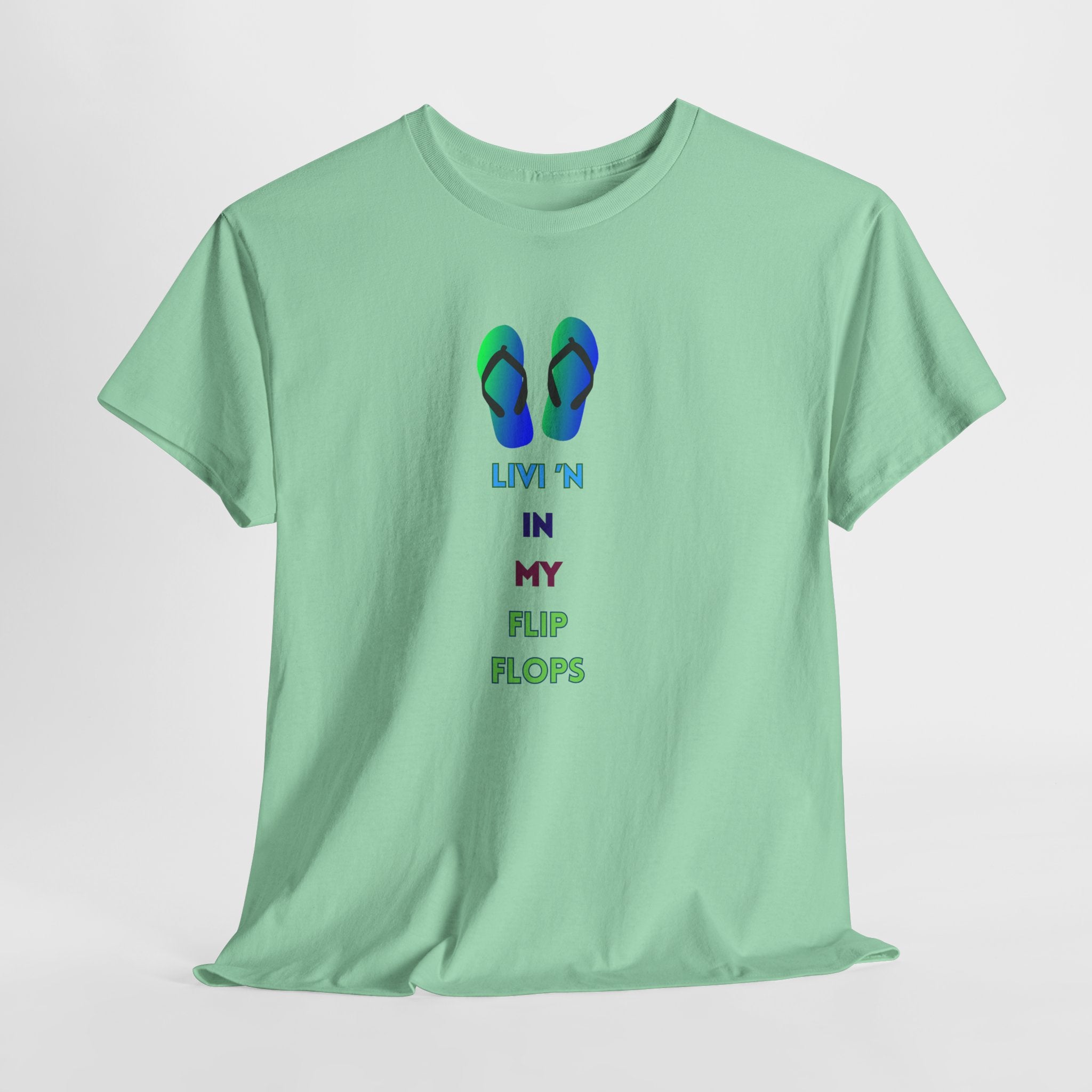 Fun Casual Summer Fun  Livi'n In My Flip Flops - Unisex Heavy Cotton Tee