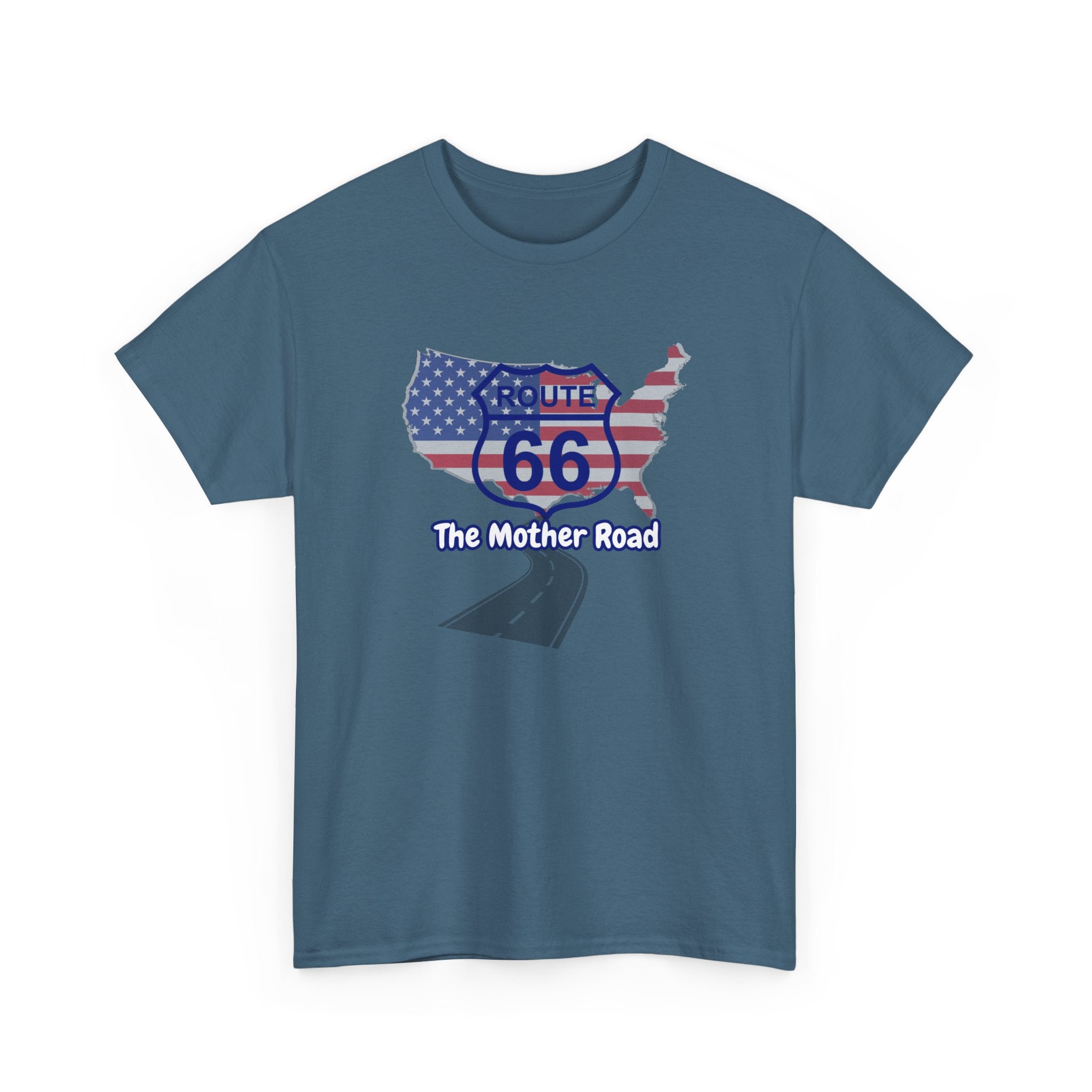 US Route 66 The Mother Road Unisex Heavy Cotton Tee - Vintage Americana T-Shirt, Travel Shirt, Road Trip Gift, USA Route Apparel, Fun Summer Wear