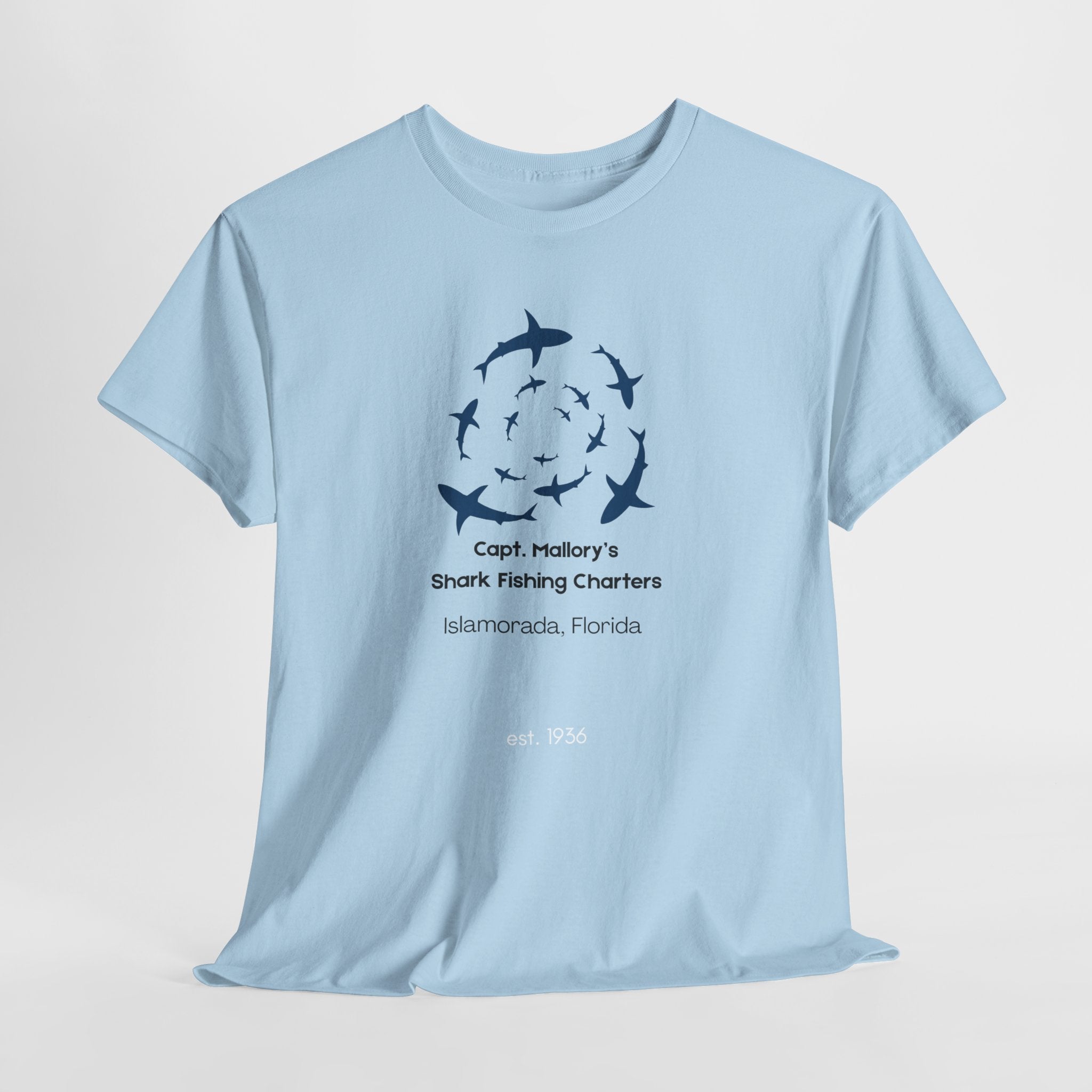 Cpt Mallory Shark Fishing Charters  Islamorada FL Tee, Unisex Cotton Shirt, Beachwear, Fishing Gift, Ocean Lover Apparel