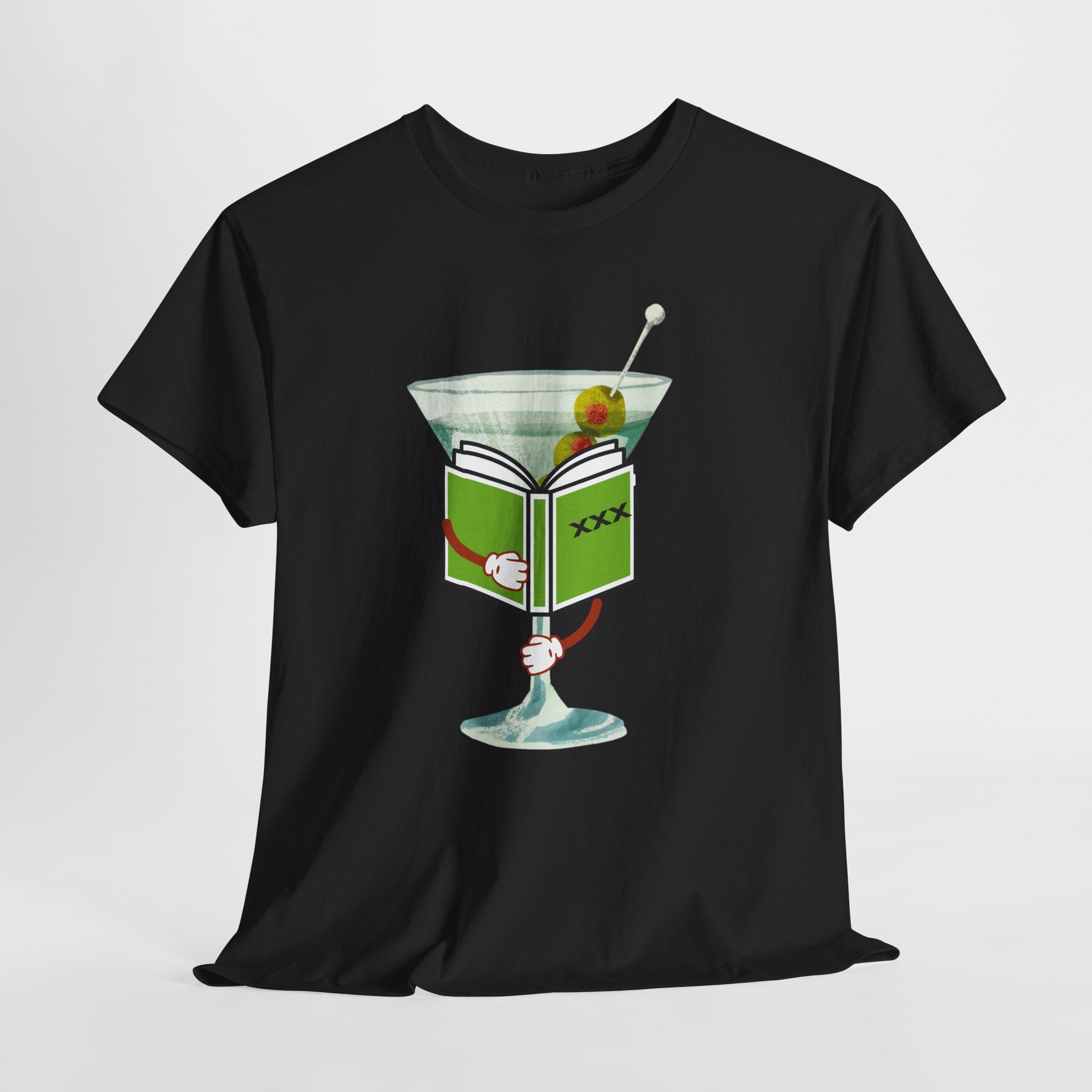 Naughty "Dirty Martini" Graphic Unisex Heavy Cotton Tee — Martini Glass with XXX Book Graphic T-Shirt