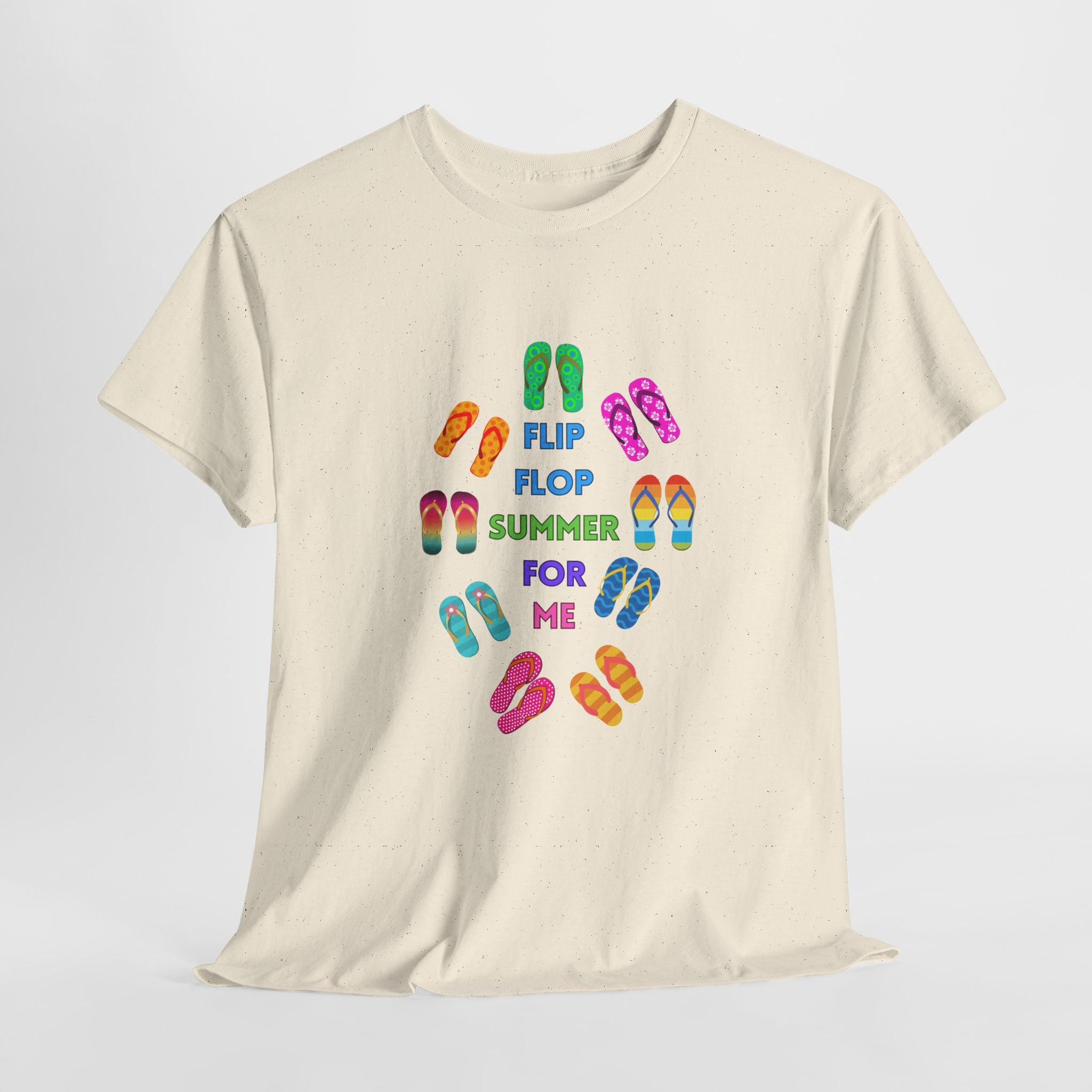 Colorful Flip Flop Summer Unisex Heavy Cotton Tee, Summer Shirt, Beachwear, Vacation Gift, Cute Graphic Tee