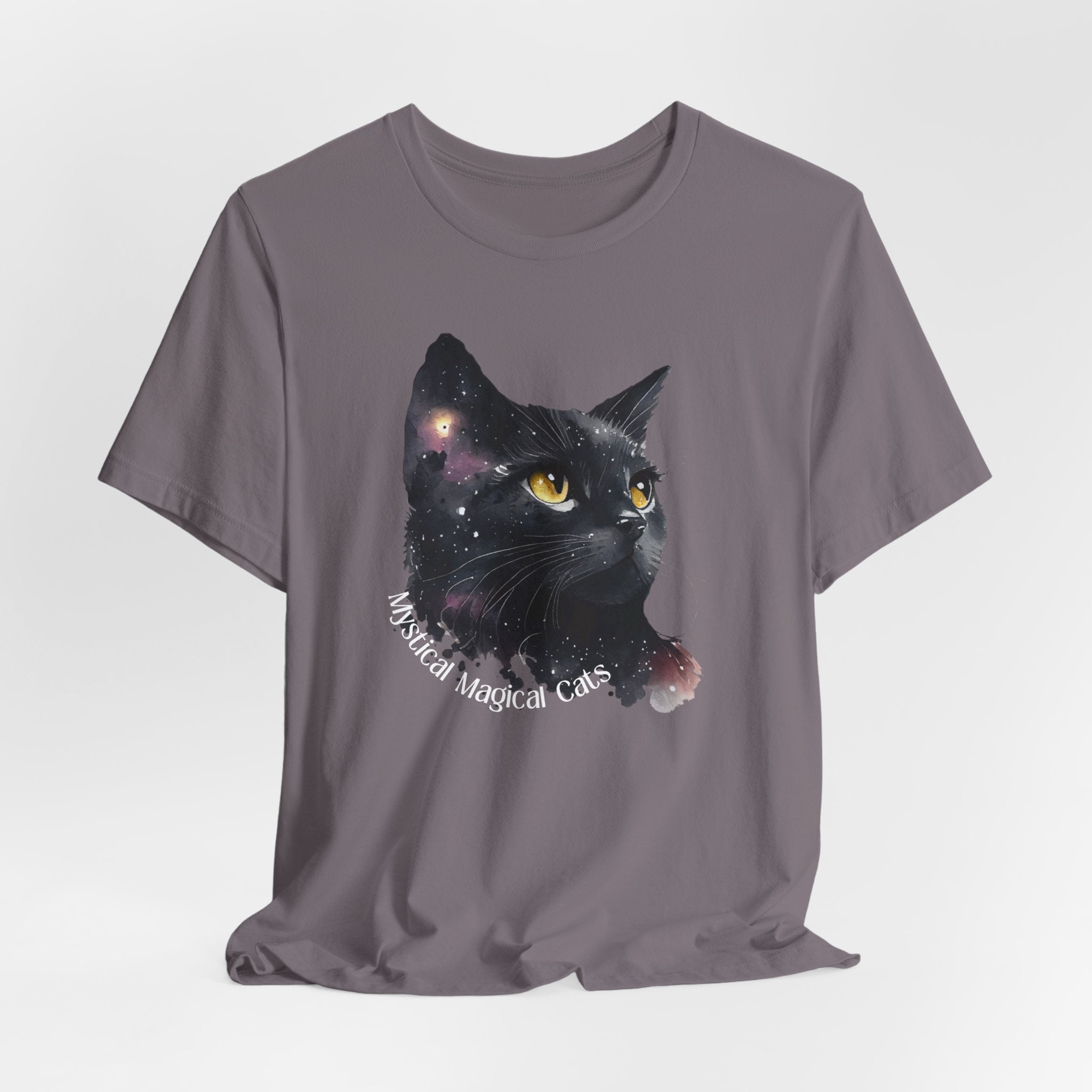 Cosmic Mystical-Magical Cat Heavy Cotton Unisex Tee - , Short Sleeve Unisex T-Shirt, Cat Lover Gift, Astrology Fashion, Unique Apparel