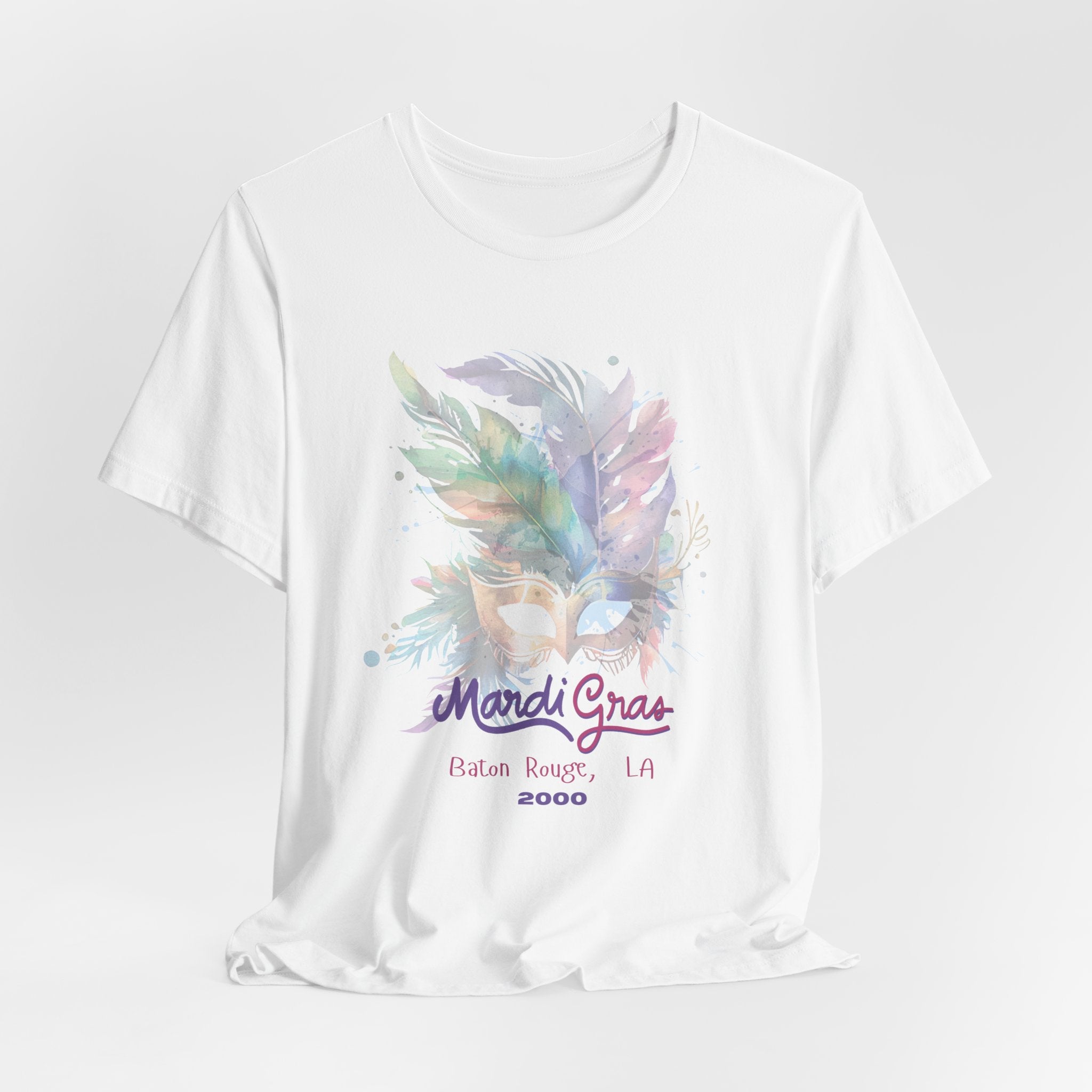 Vintage 2000 Baton Rouge LA Mardi Gras Celebration Tee, Unisex Party T-Shirt, Festival Apparel, Gift for Mardi Gras, Colorful Graphic Tee