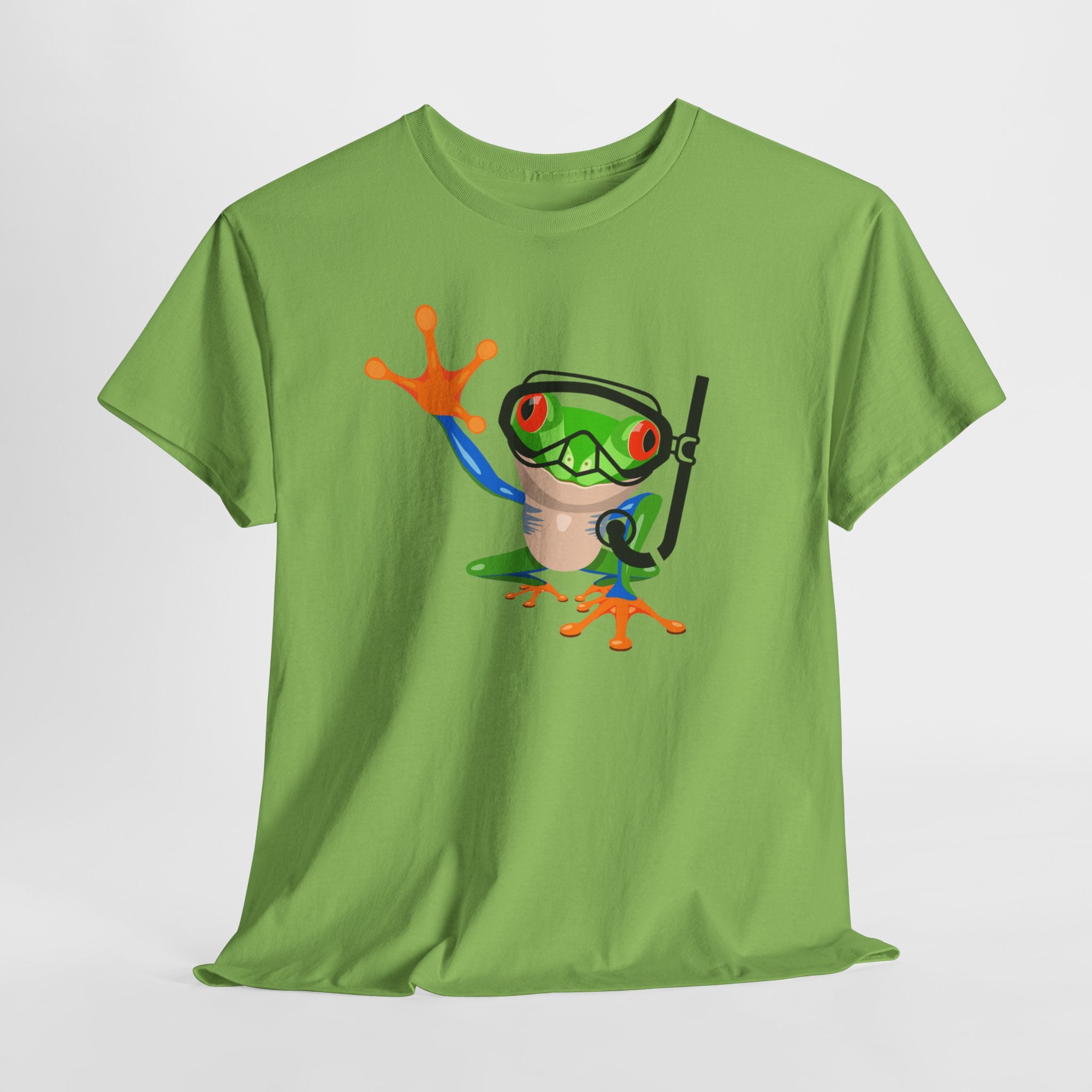 Fun Snorkel Tree Frog Diving Tee, Quirky Graphic Unisex T-Shirt, Perfect for Pool Parties, Gift for Nature Lovers, Beach Wear, Summer Vibes