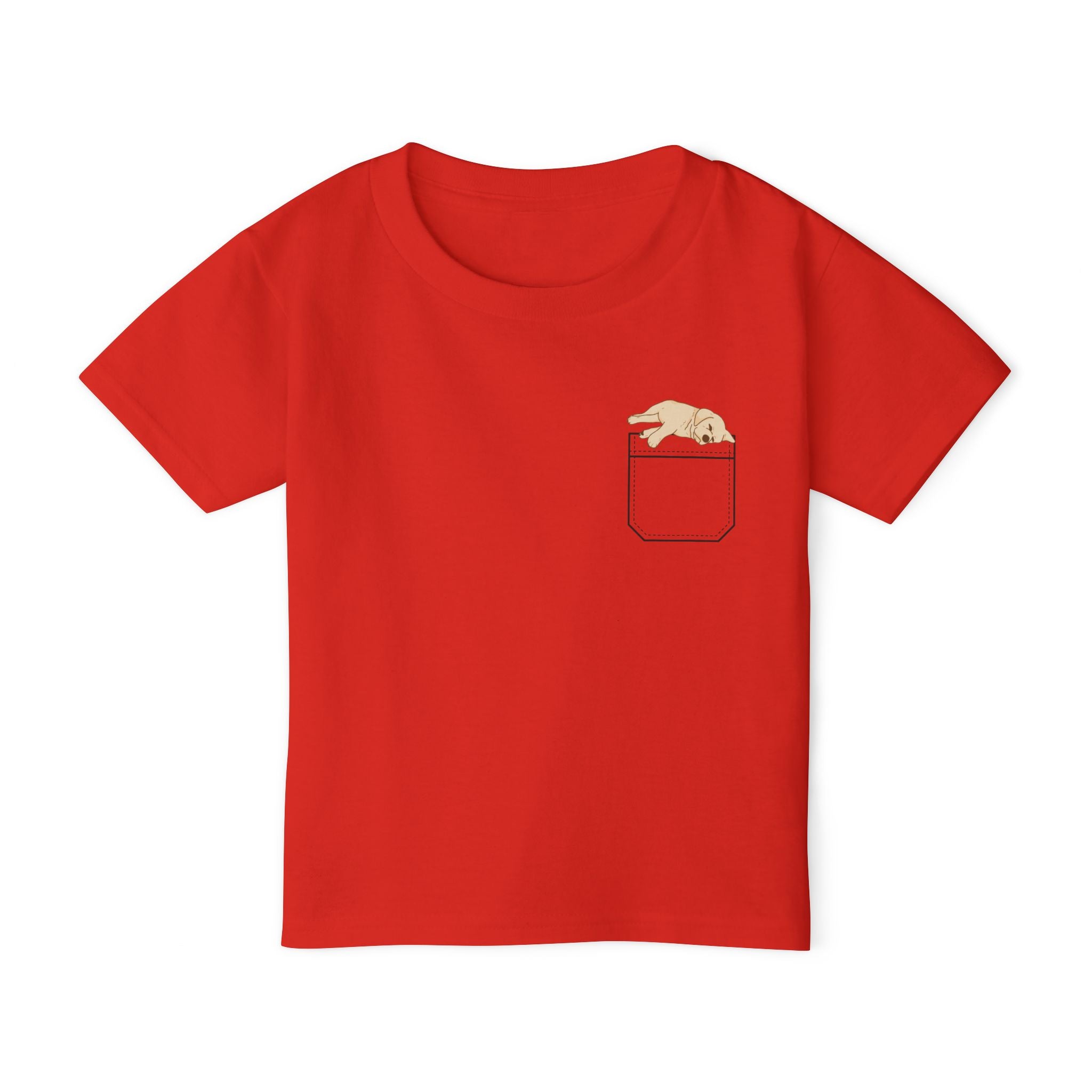 Cute Pocket Pets (Dog) Toddler Unisex heavy Cotton T-shirt.  The Shirt Does Not Have a Pocket.  The Pocket is part of the Design