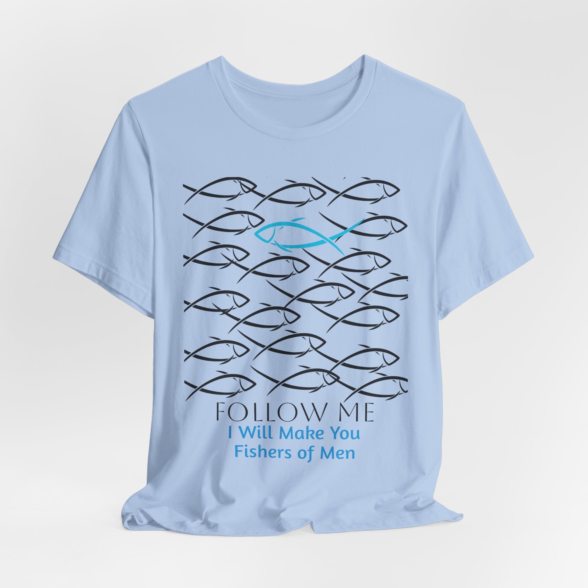 Follow Me Fishers of Men  Graphic Unisex Heavy Cotton Tee — Christian Faith Fish Symbol T-Shirt