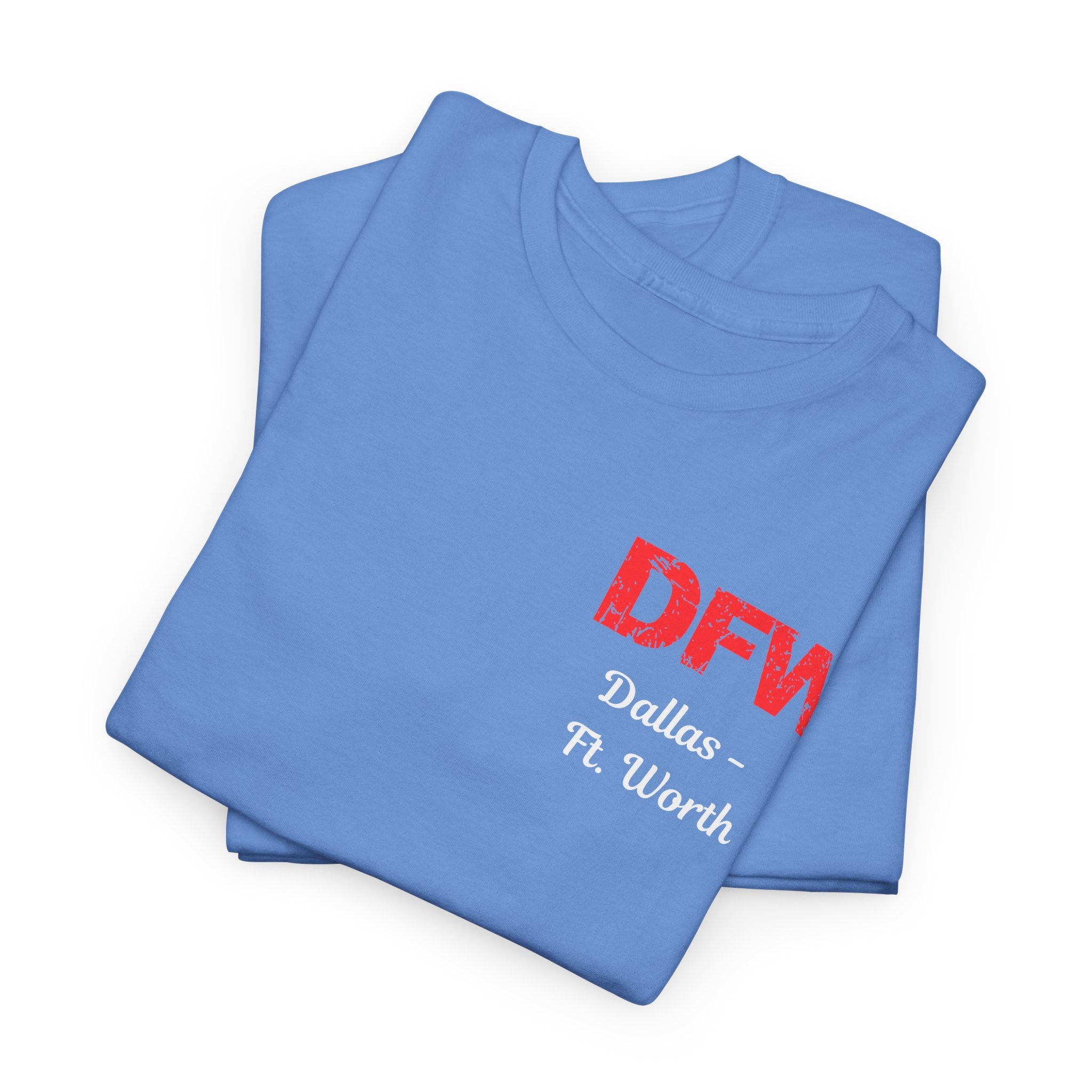 Distressed Letters DFW Dallas Fort Worth International Airport Unisex Heavy Cotton Tee