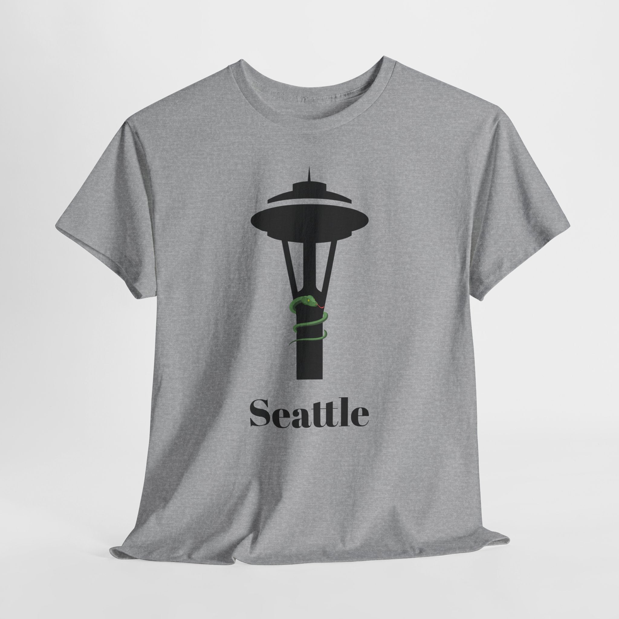 Quirky and Fun Seattle Needle Skyline Graphic Unisex Heavy Cotton Tee - Urban Style Graphic T-Shirt