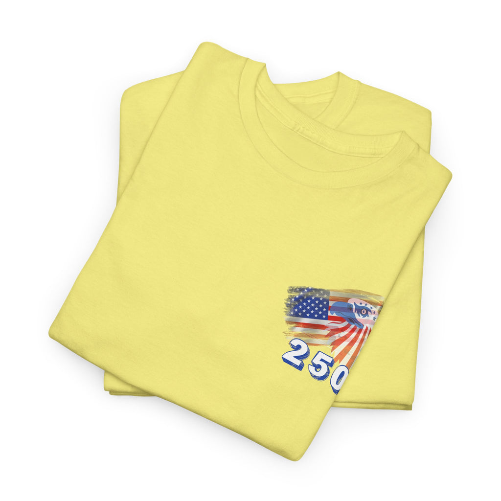 250 Birthday Patriotic Graphic Tee, Unisex Heavy Cotton Shirt, Fourth of July Wear, Independence Day Gift, Casual Everyday Shirt, Comfortable Cotton Tee