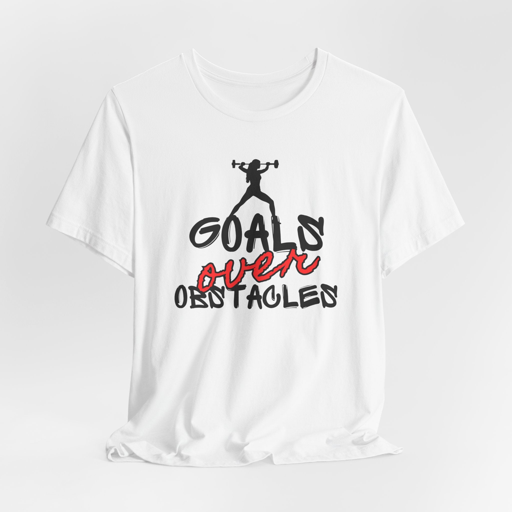 Motivational Fitness Tee - Goals Over Obstacles Shirt, Workout Top, Gym Apparel, Inspirational T-Shirt, Fitness Gift