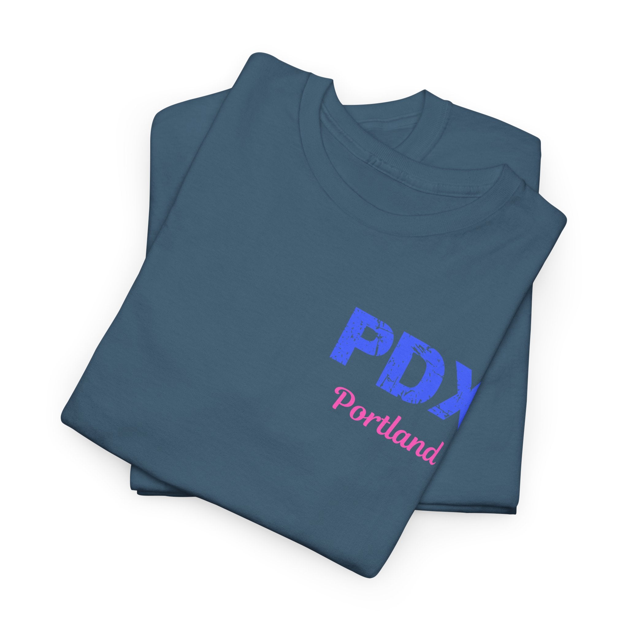 Distressed Letters PDX Portland International Airport Unisex Heavy Cotton Tee  Shirt
