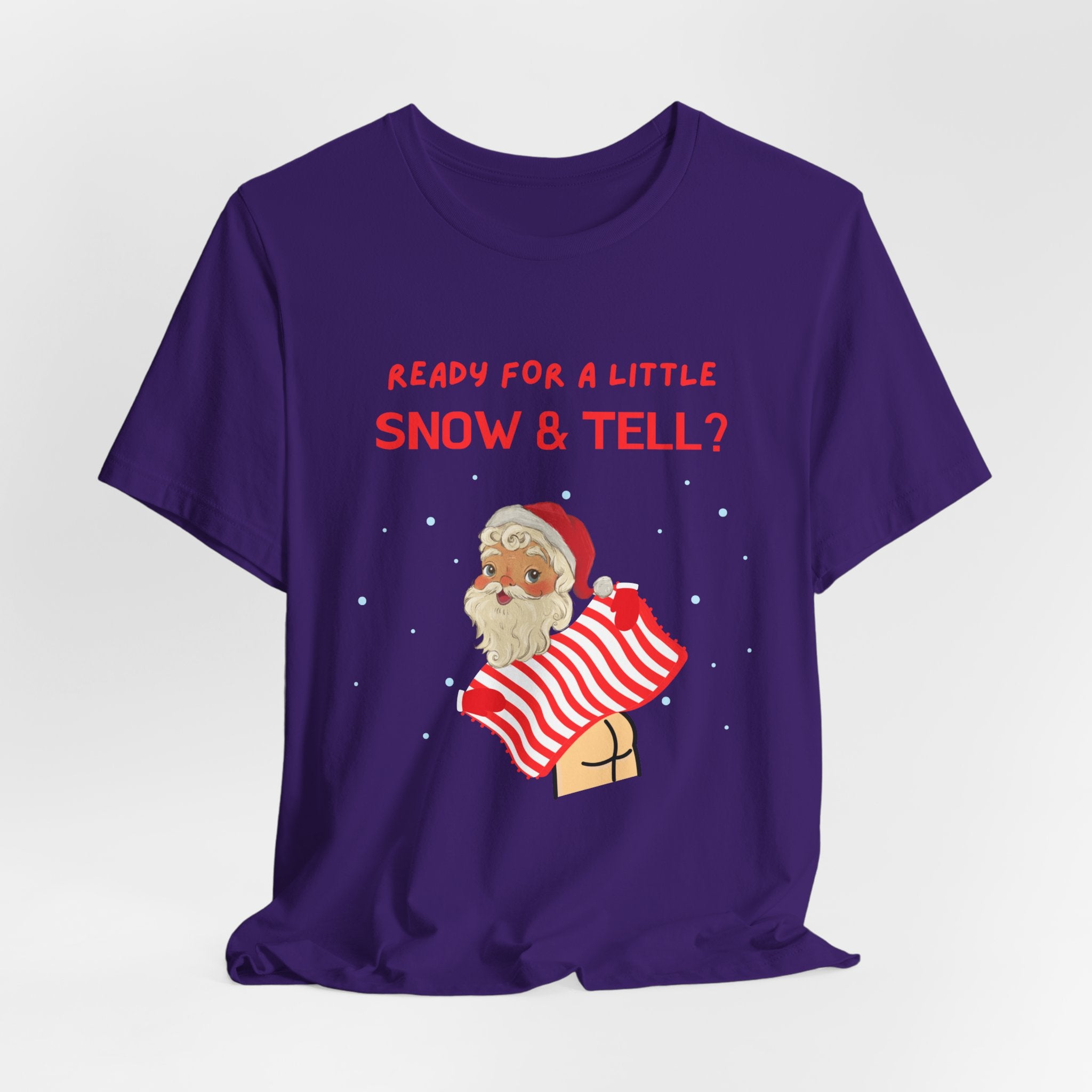 Funny but Naughty Vintage Santa  Unisex Heavy Cotton T-Shirt - "Ready for a Little Snow & Tell?" Christmas Tee