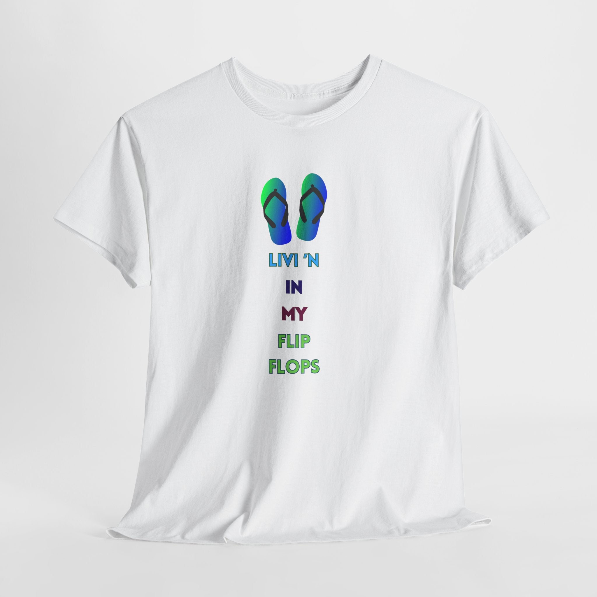 Fun Casual Summer Fun  Livi'n In My Flip Flops - Unisex Heavy Cotton Tee