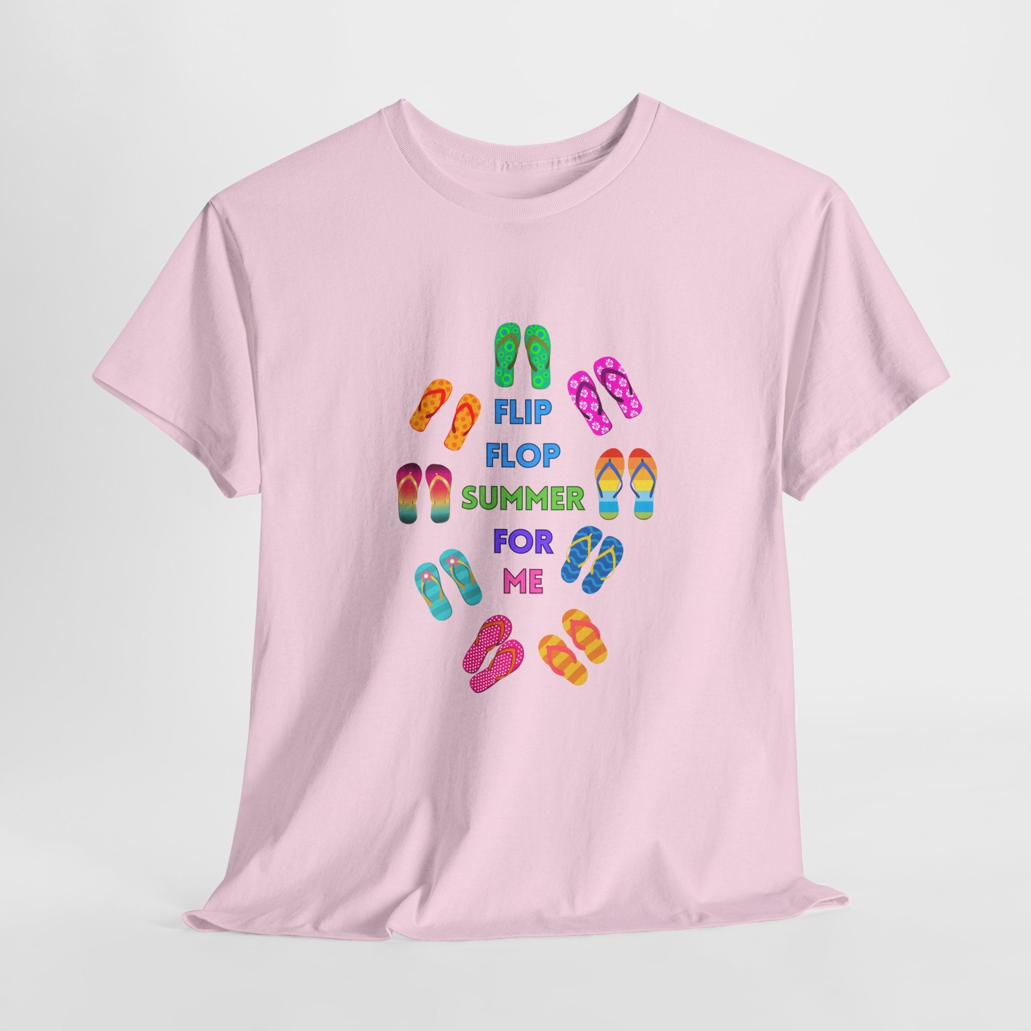 Colorful Flip Flop Summer Unisex Heavy Cotton Tee, Summer Shirt, Beachwear, Vacation Gift, Cute Graphic Tee