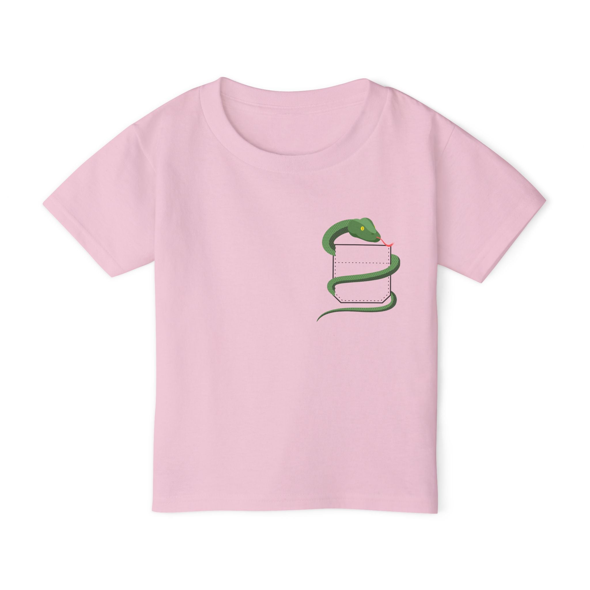 Cute Pocket Pet (Snake) Unisex Heavy Cotton Toddler T-Shirt  The shirt does NOT have a Pocket.  The Pocket is part of the Artwork