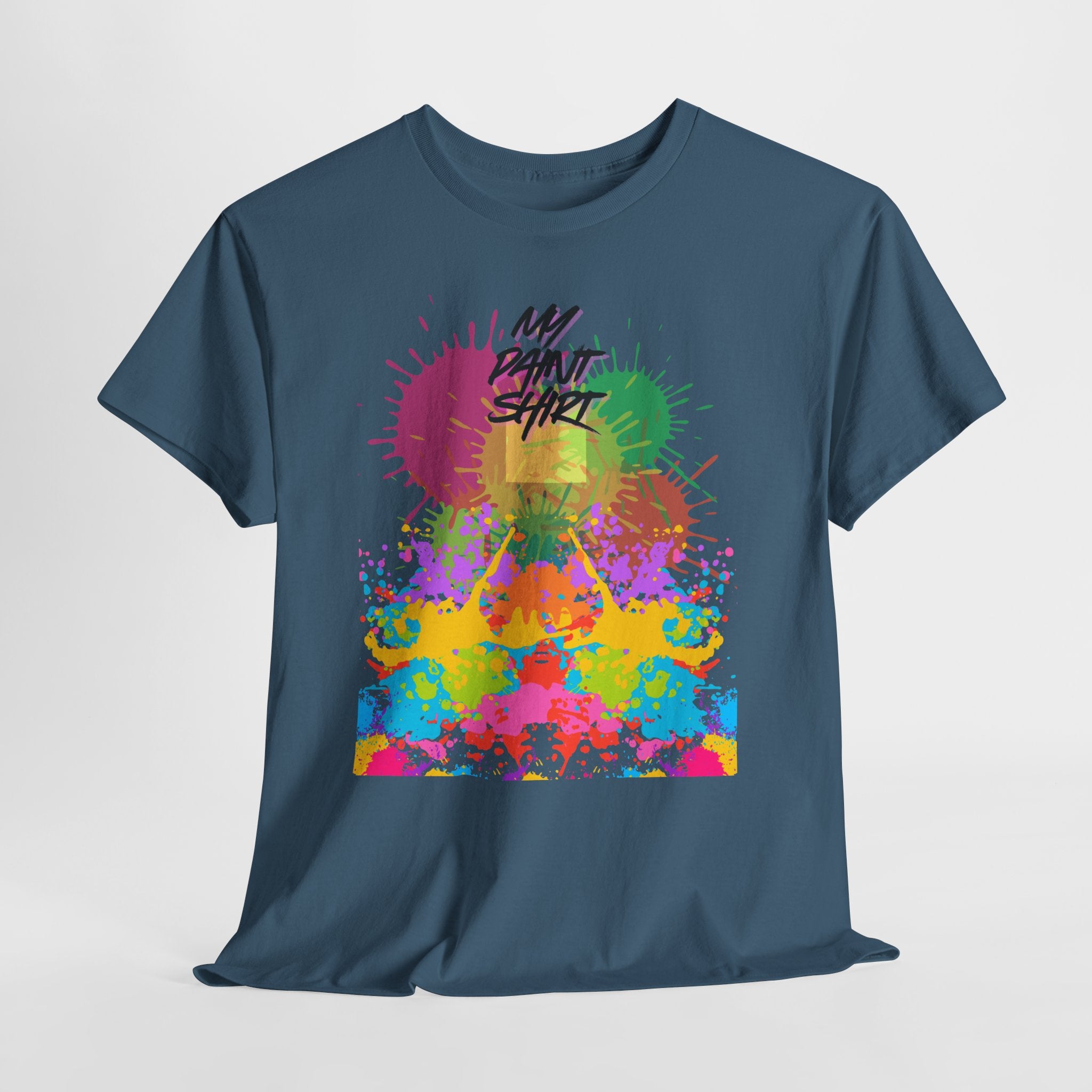 Fun Paint Splash Unisex Heavy Cotton T-Shirt — Colorful 'MY PAINT SHIRT' Perfect for the Artist in the Family